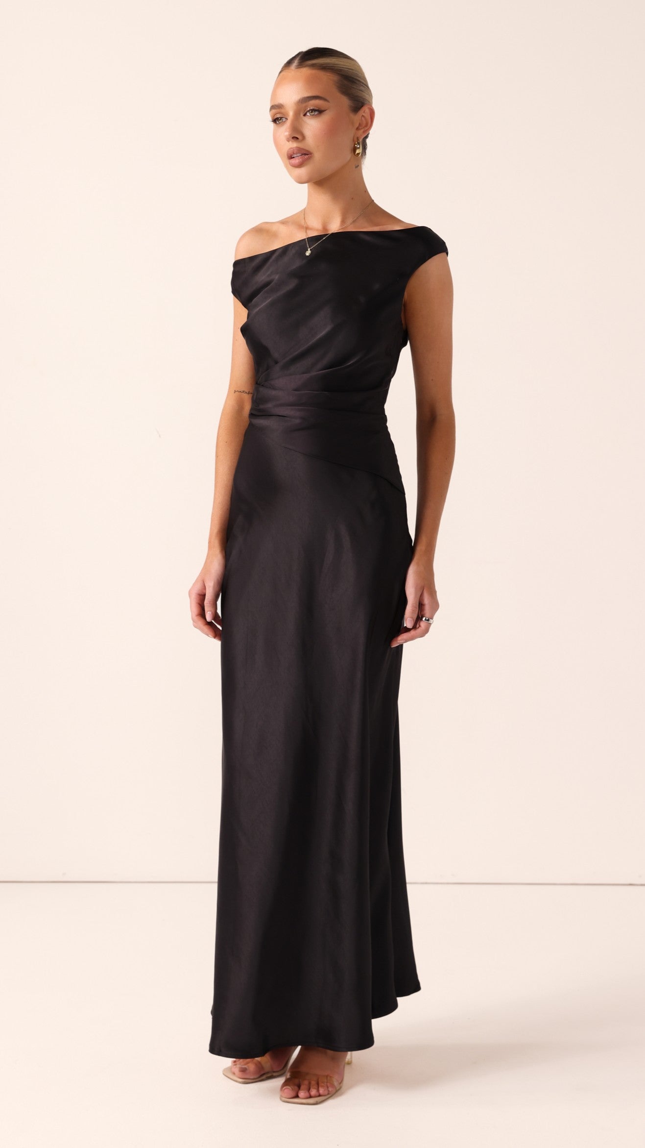 Auria Off Shoulder Maxi Dress - Black - Billy J