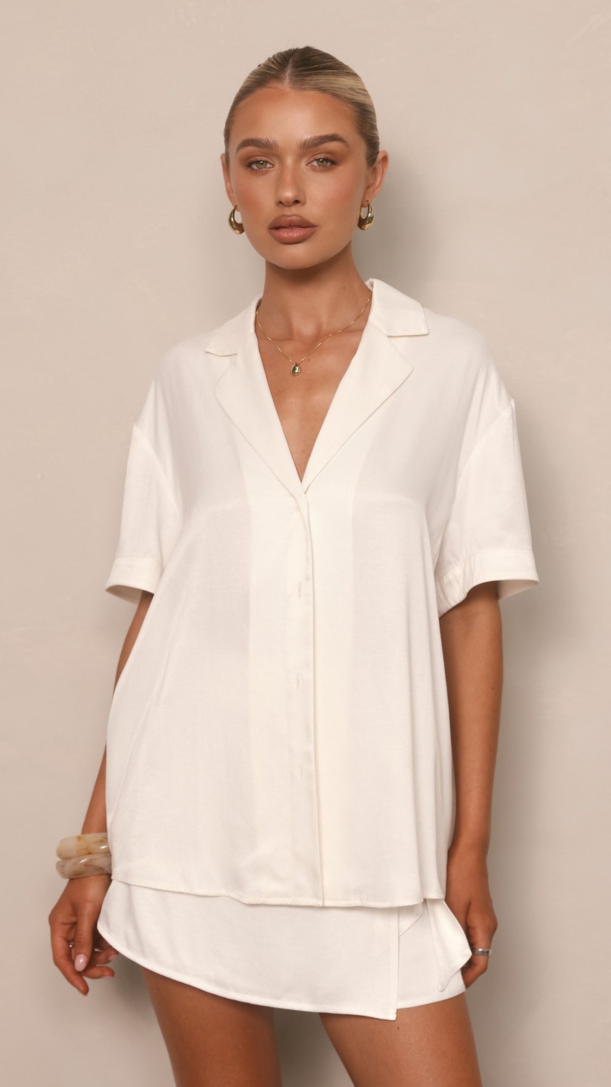 Tamika Short Sleeve Shirt - White - Billy J