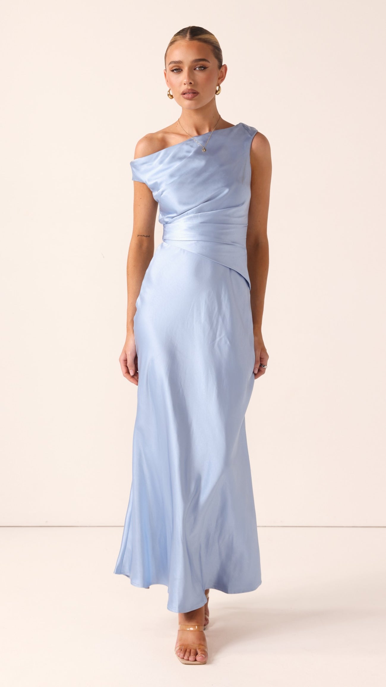 Auria Off Shoulder Maxi Dress - Blue - Billy J