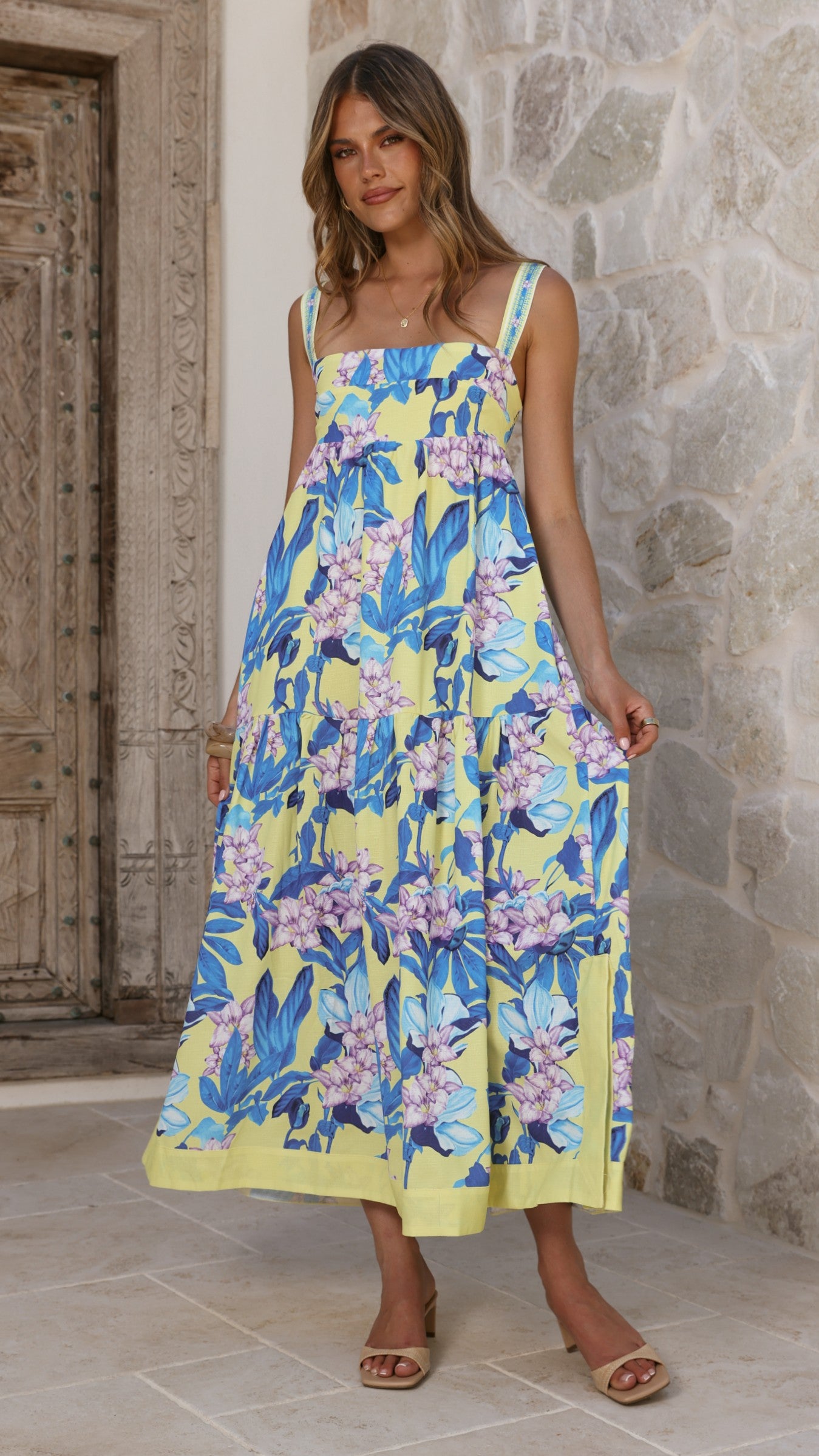 Avala Midi Dress - Blue Leaf Orchid - Billy J