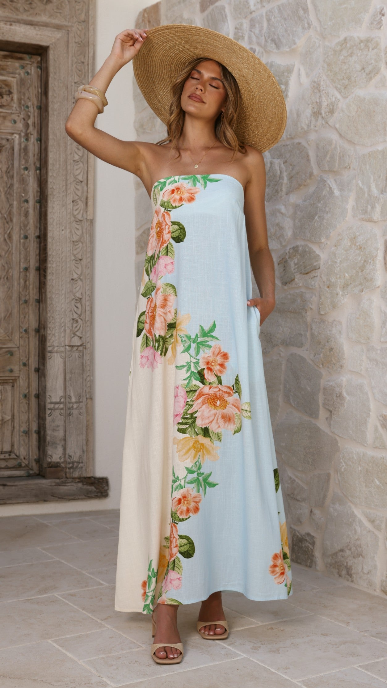 Ellea Maxi Dress - Botanical Bliss Blue - Billy J
