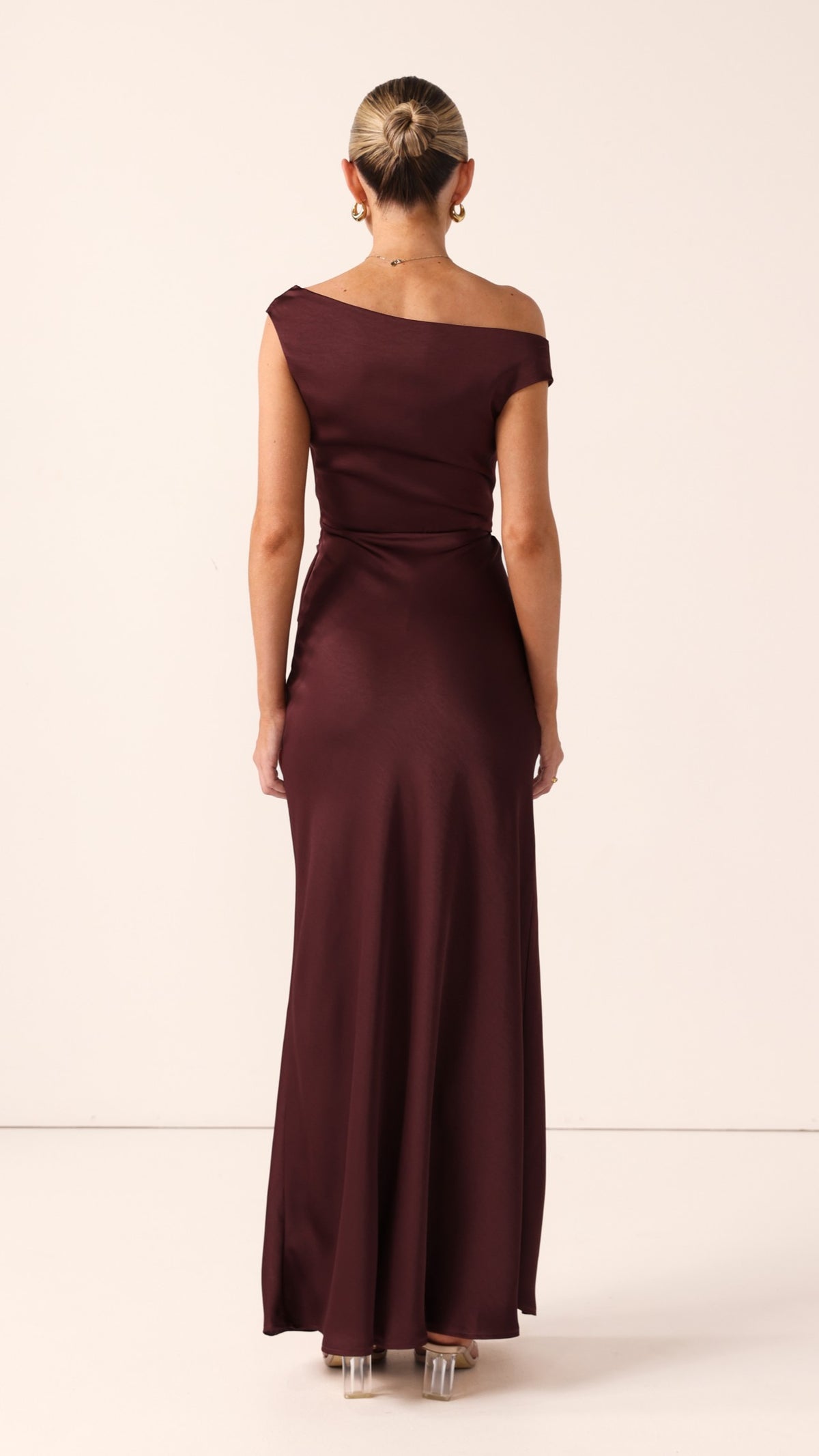 Auria Off Shoulder Maxi Dress - Chocolate - Billy J