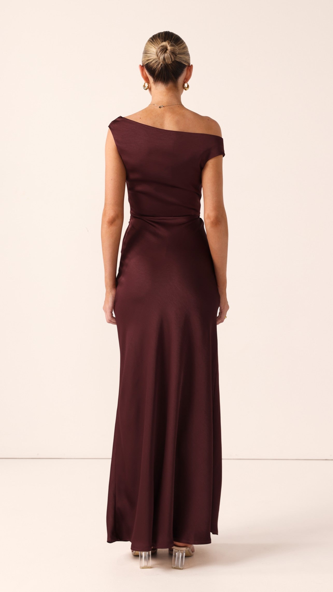 Auria Off Shoulder Maxi Dress - Chocolate - Billy J