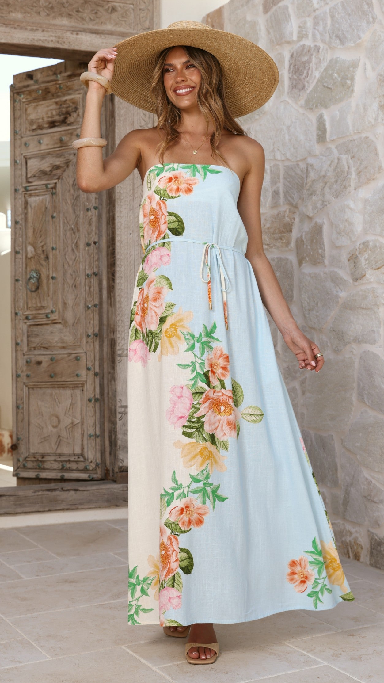 Ellea Maxi Dress - Botanical Bliss Blue - Billy J