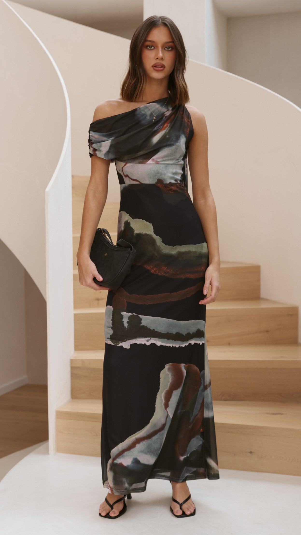 Geneva Maxi Dress - Green Abstract - Billy J