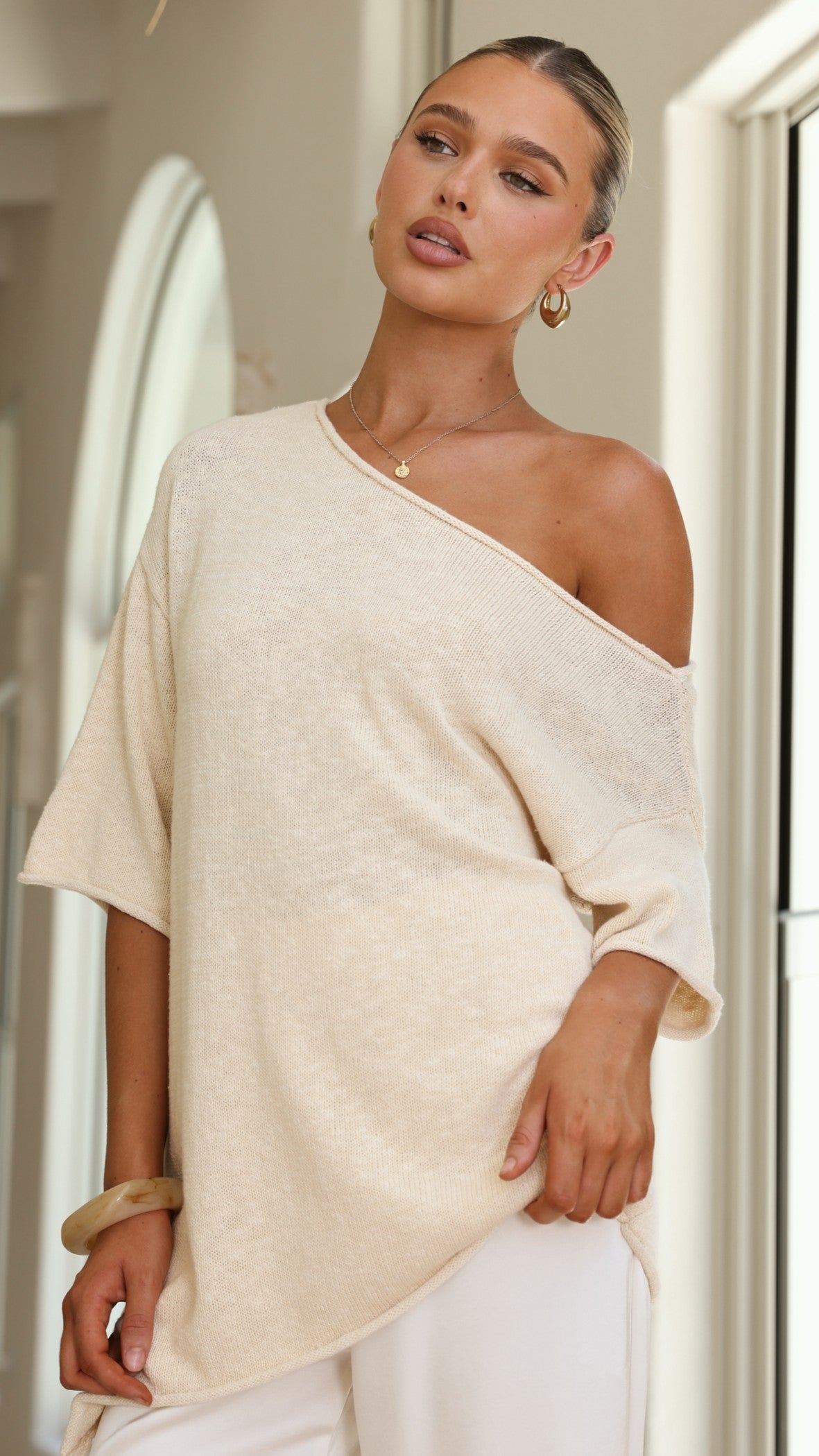 Keisha Off The Shoulder Top - Natural - Billy J