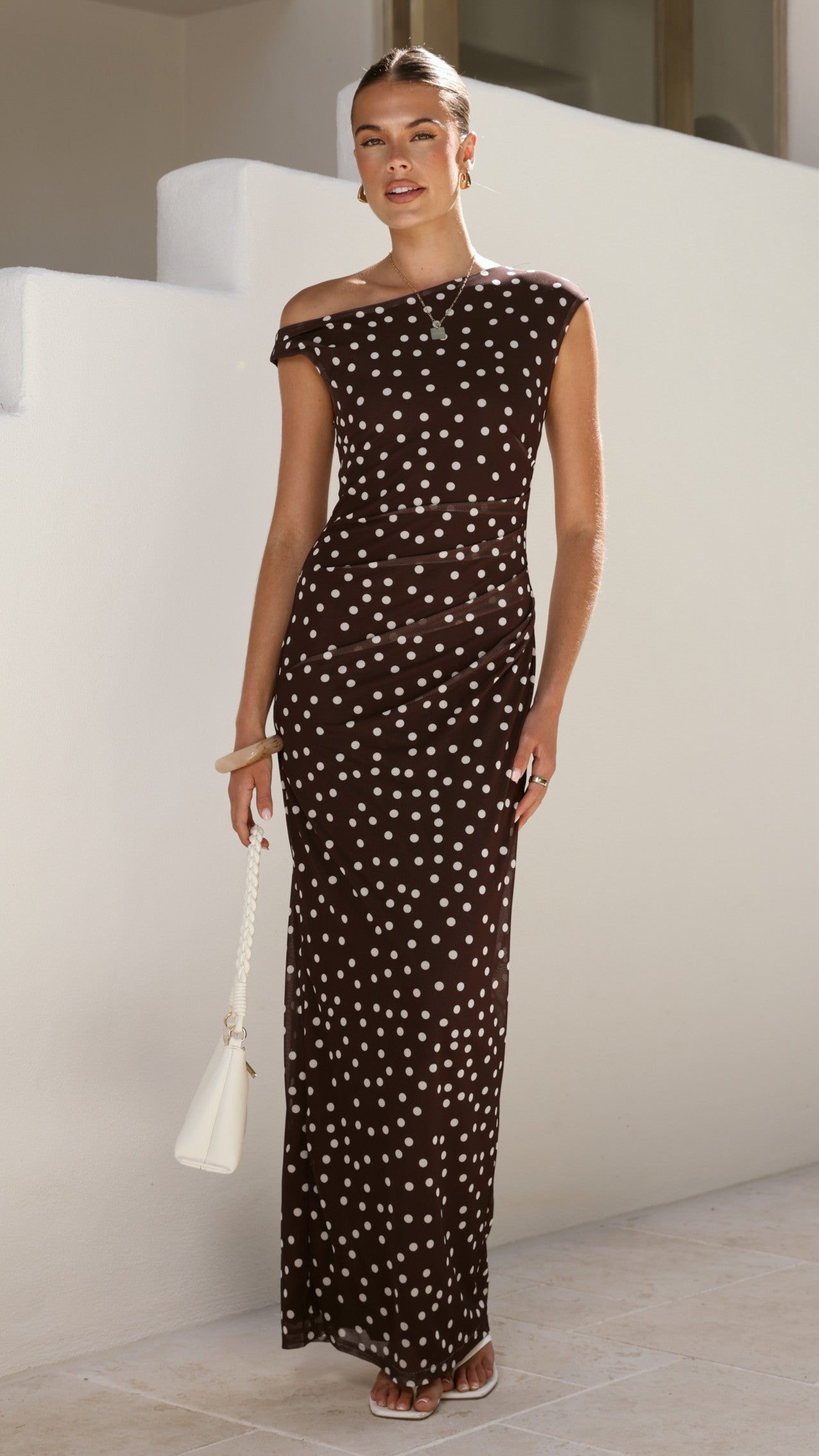 Lilani Maxi Dress - Chocolate/White Polka Dot - Billy J