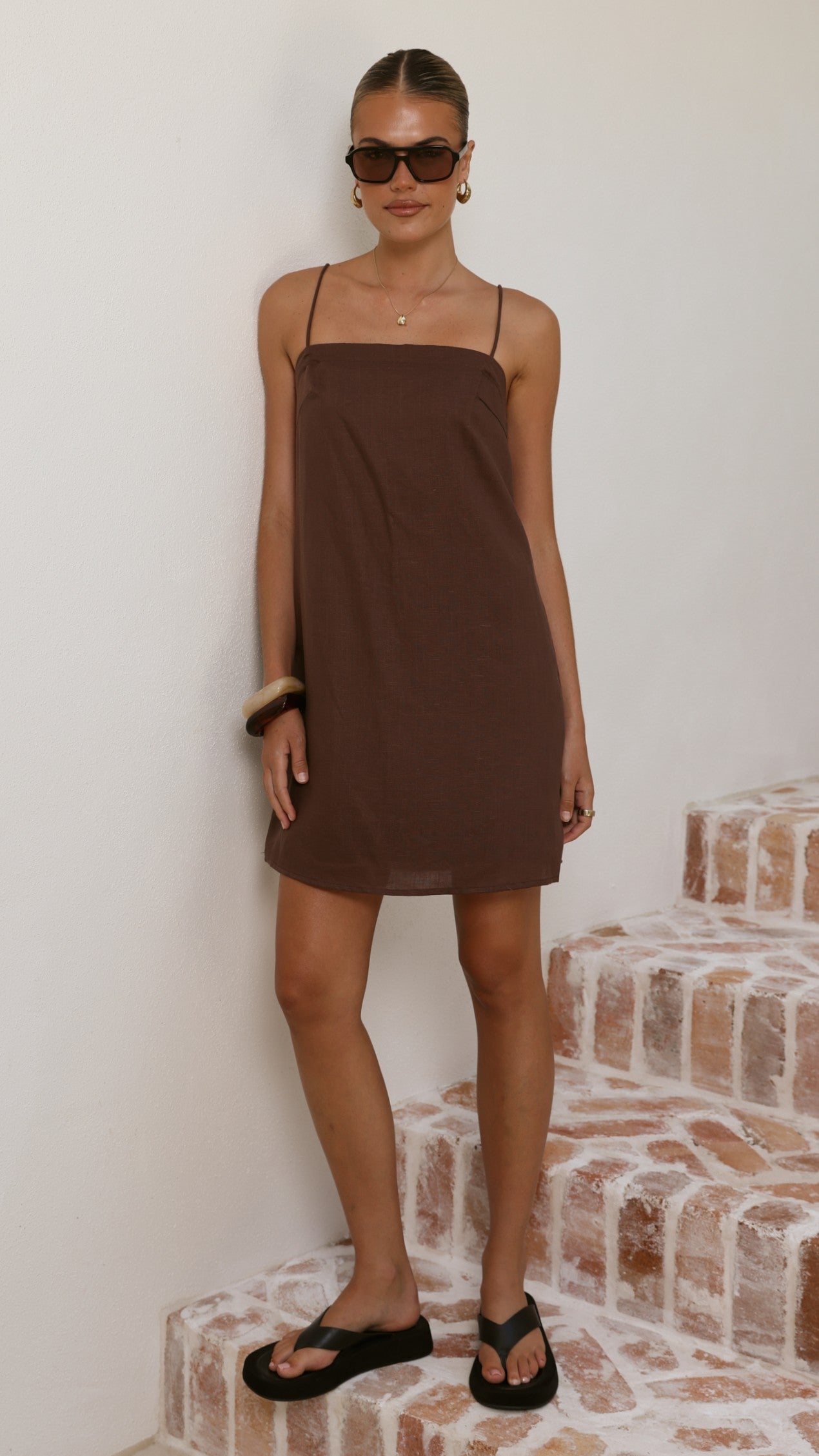 Nalu Mini Dress - Brown - Billy J
