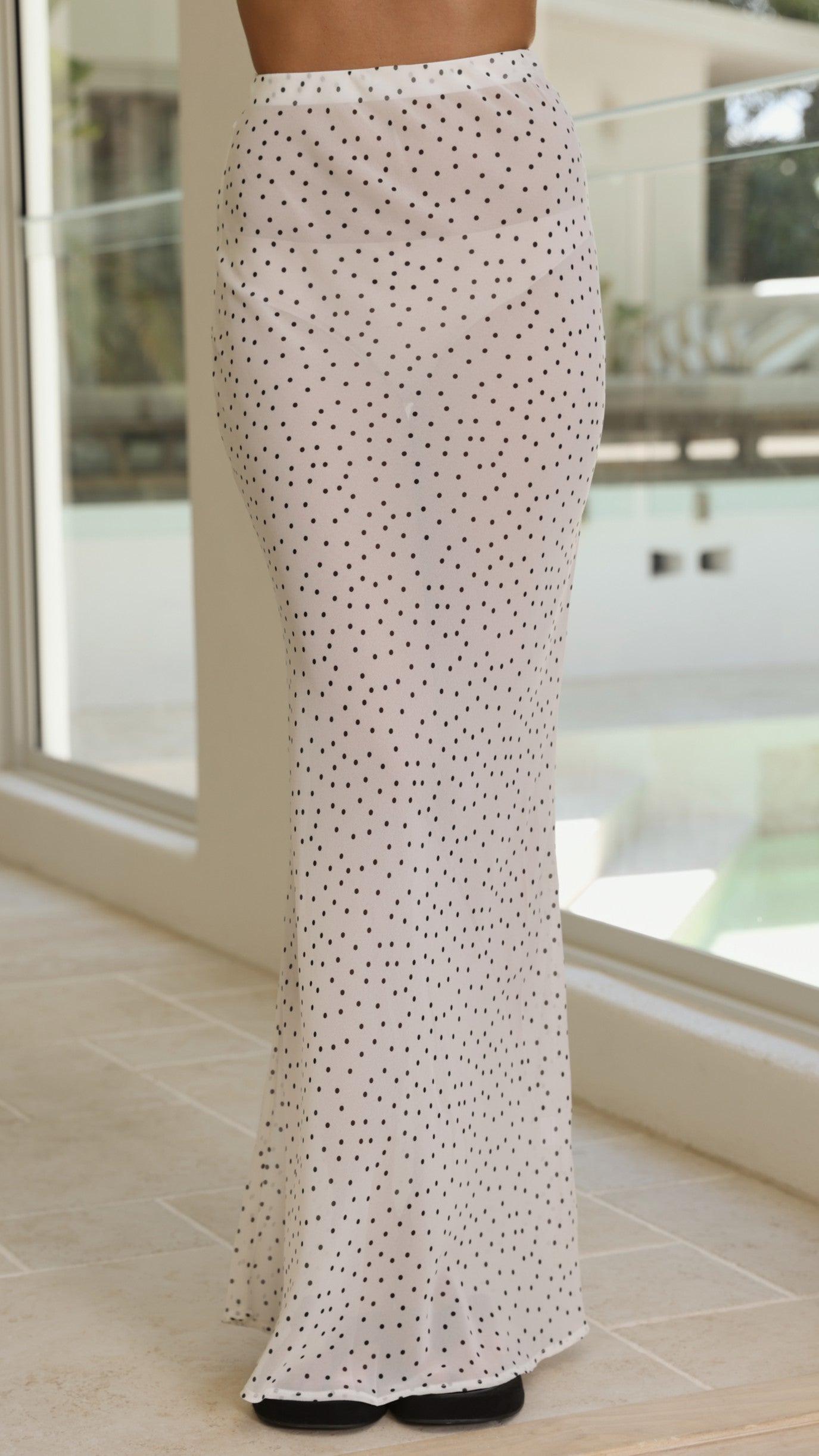 Elena Top and Maxi Skirt Set - Black/White Polka - Billy J