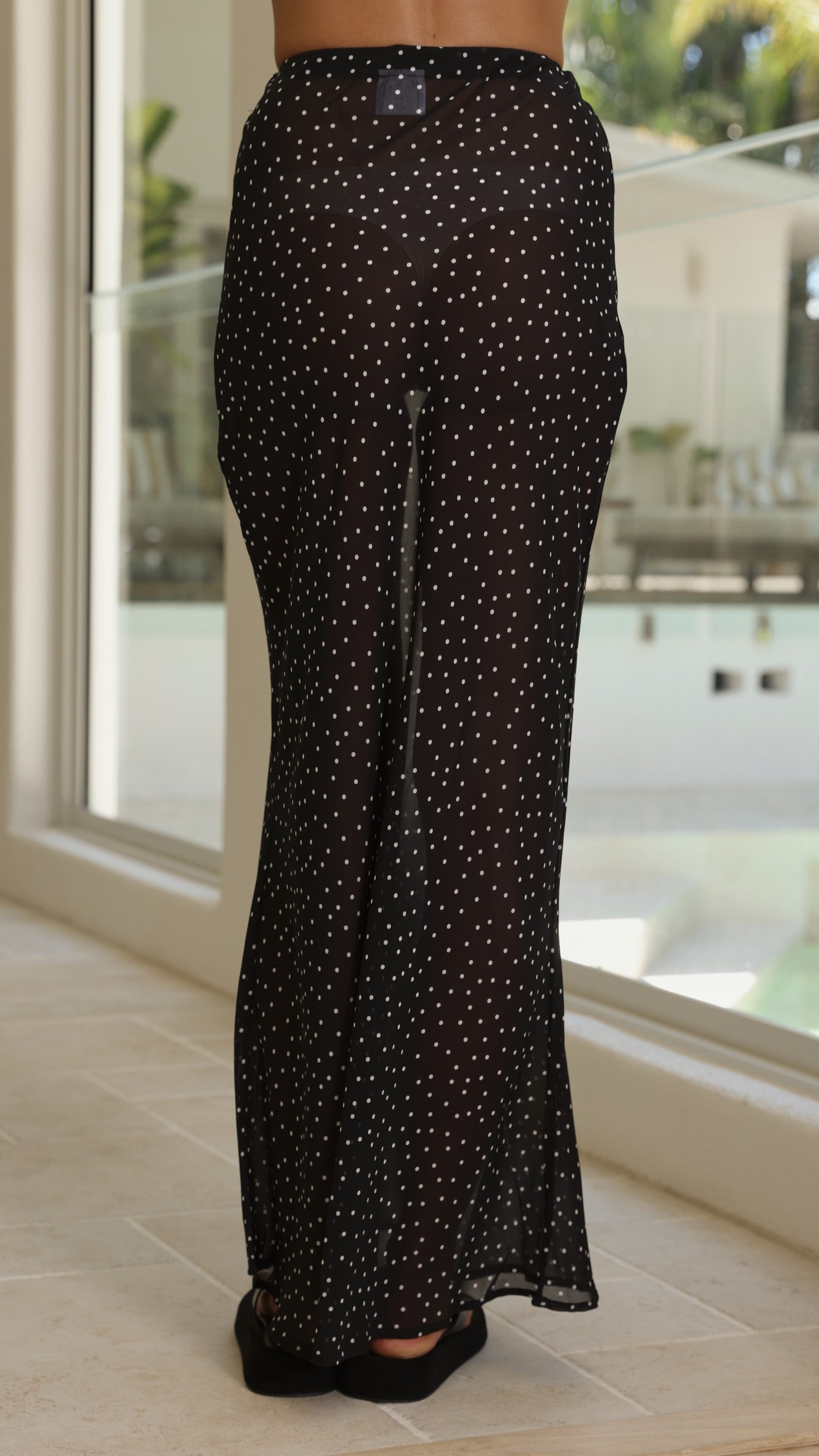 Elena Top and Maxi Skirt Set - White/Black Polka - Billy J
