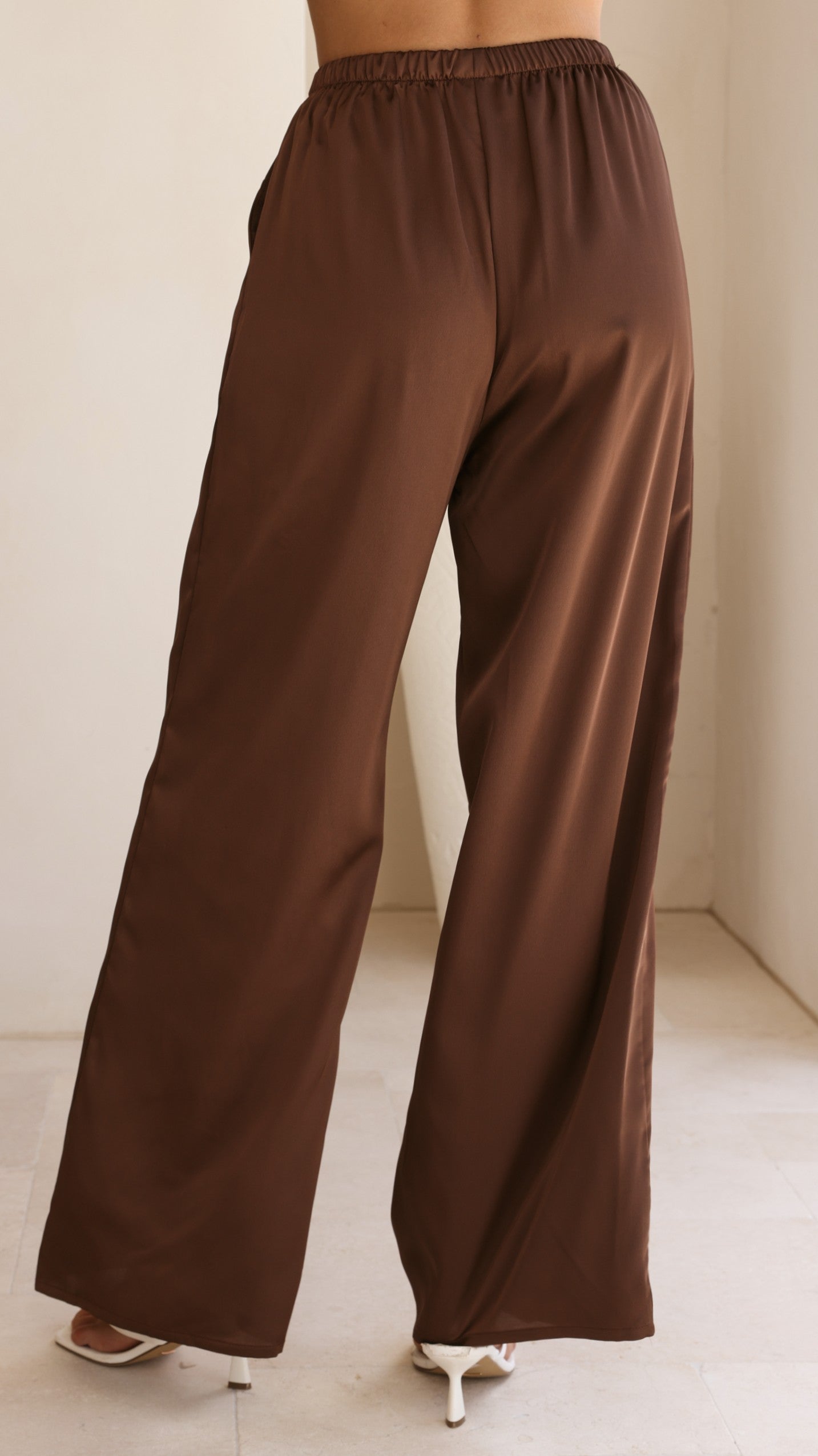 Hayleigh Asymmetrical Top and Pants Set - Chocolate/Lace - Billy J
