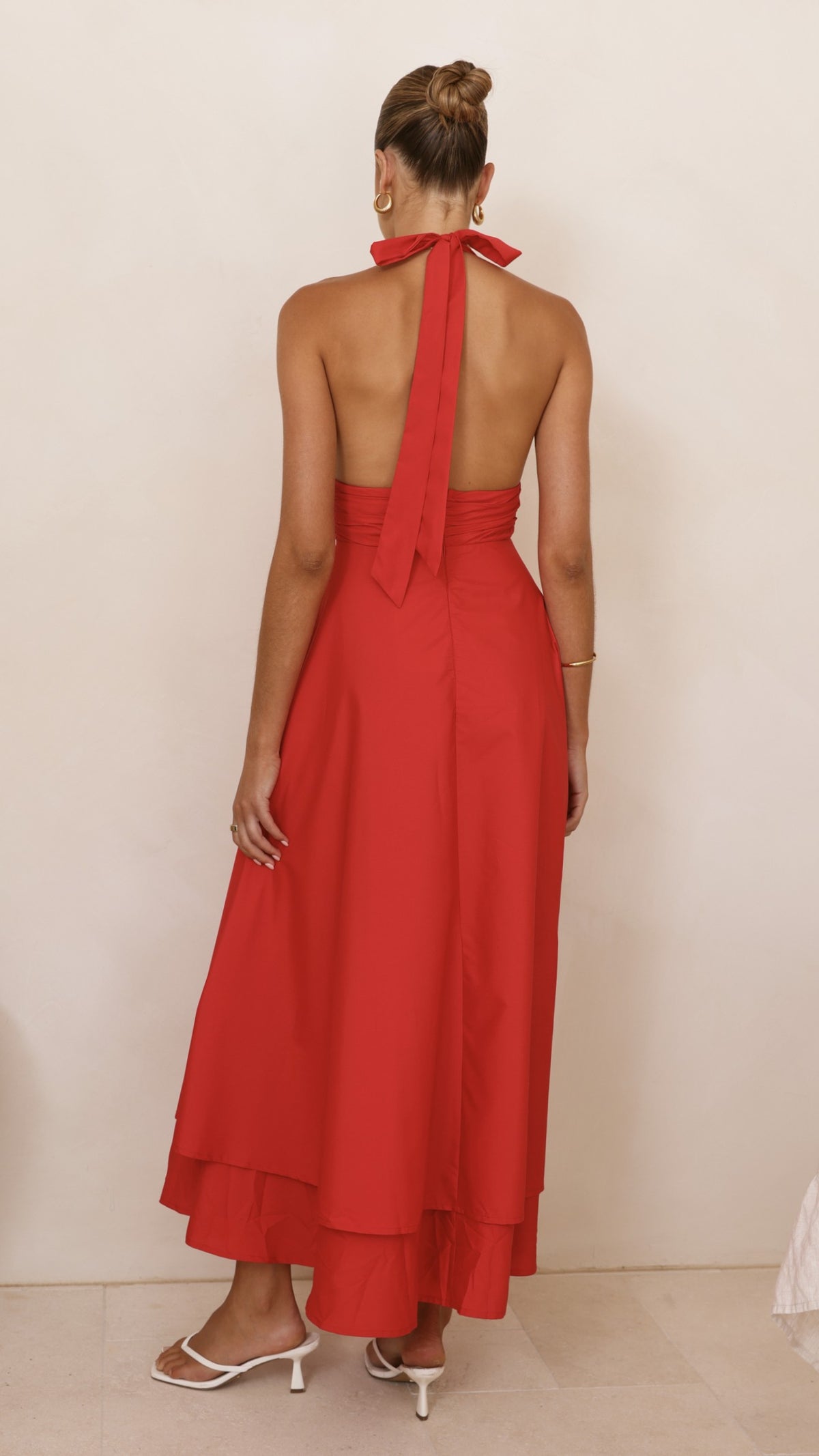 Kathy Halter Neck Maxi Dress - Red - Billy J