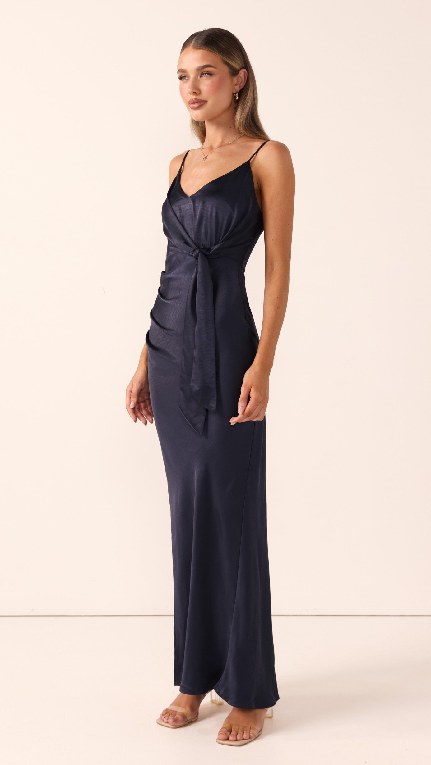 Yasmeen Tie Front Maxi Dress - Navy - Billy J