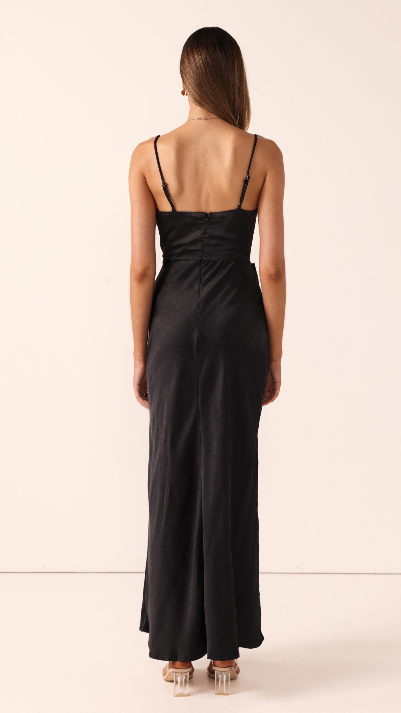 Yasmeen Tie Front Maxi Dress - Black - Billy J