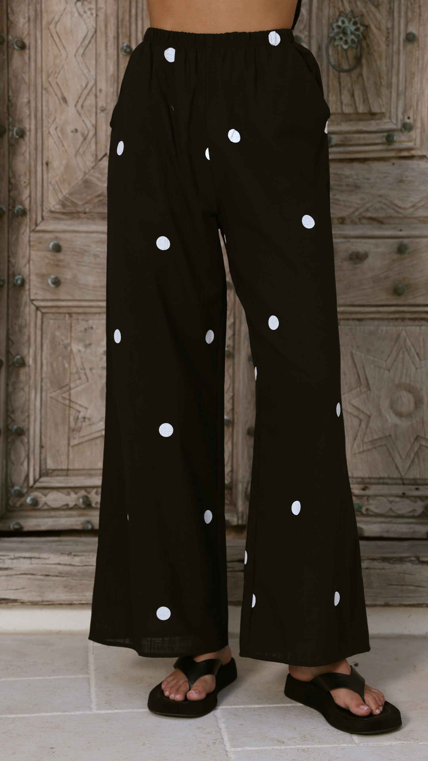 Kailani Strapless Top and Pants Set - Black/White Polka - Billy J