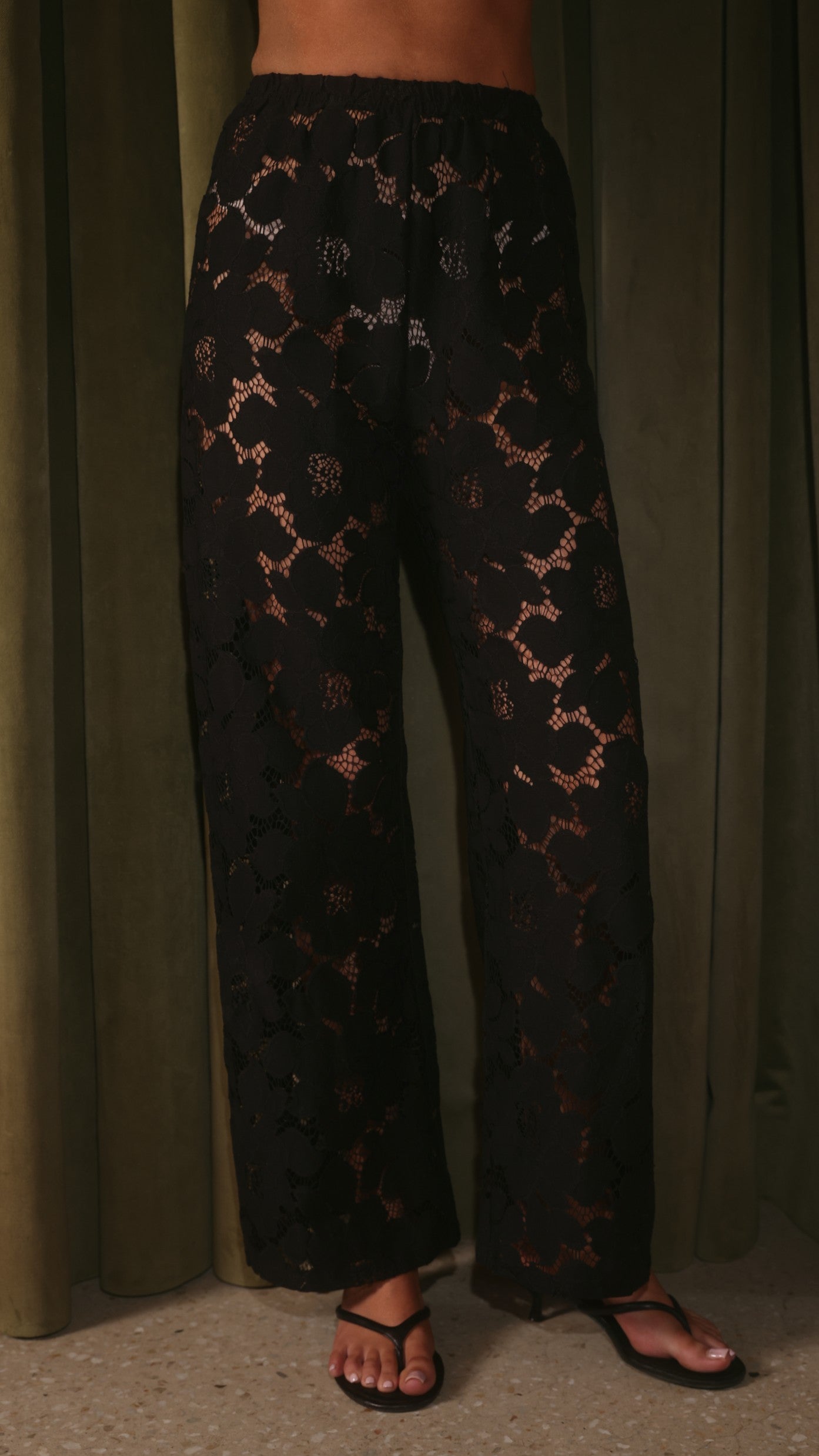Katharine Lace Top and Pants Set - Black - Billy J