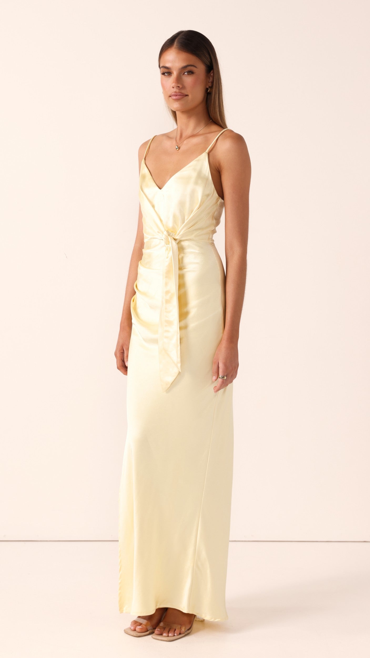 Yasmeen Tie Front Maxi Dress - Yellow - Billy J