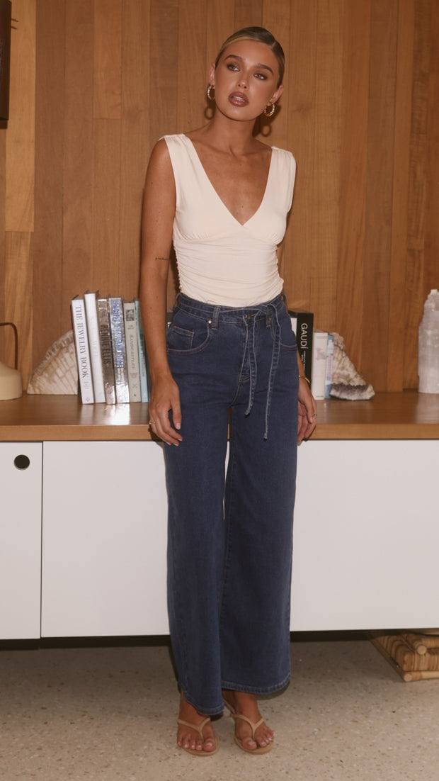 Nyra Wide Leg Jeans - Dark Denim - Billy J
