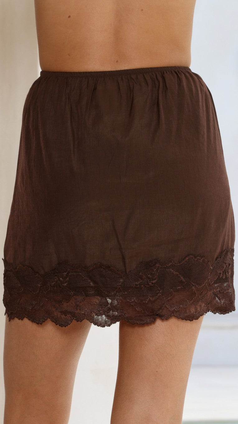 Davonne Lace Mini Skirt - Chocolate - Billy J