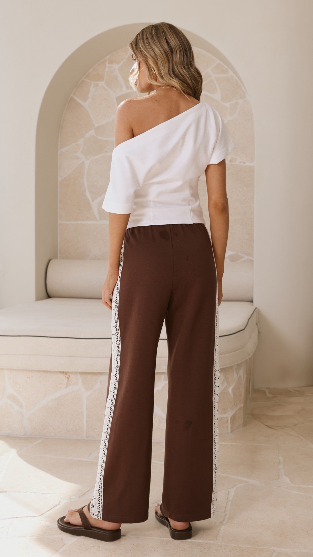 Isaiah Racer Stripe Pleated Trackpants - Chocolate/Lace - Billy J