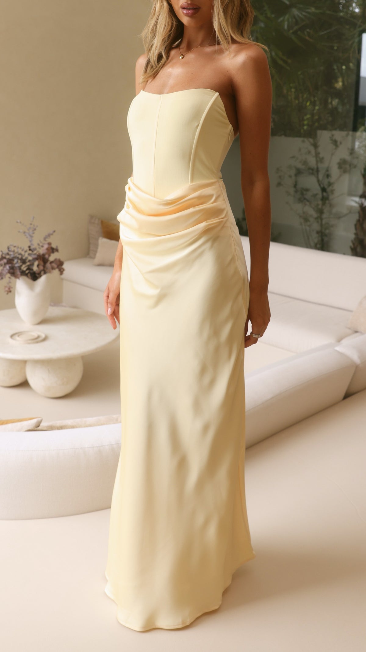 Drew Strapless Maxi Dress - Lemon - Billy J