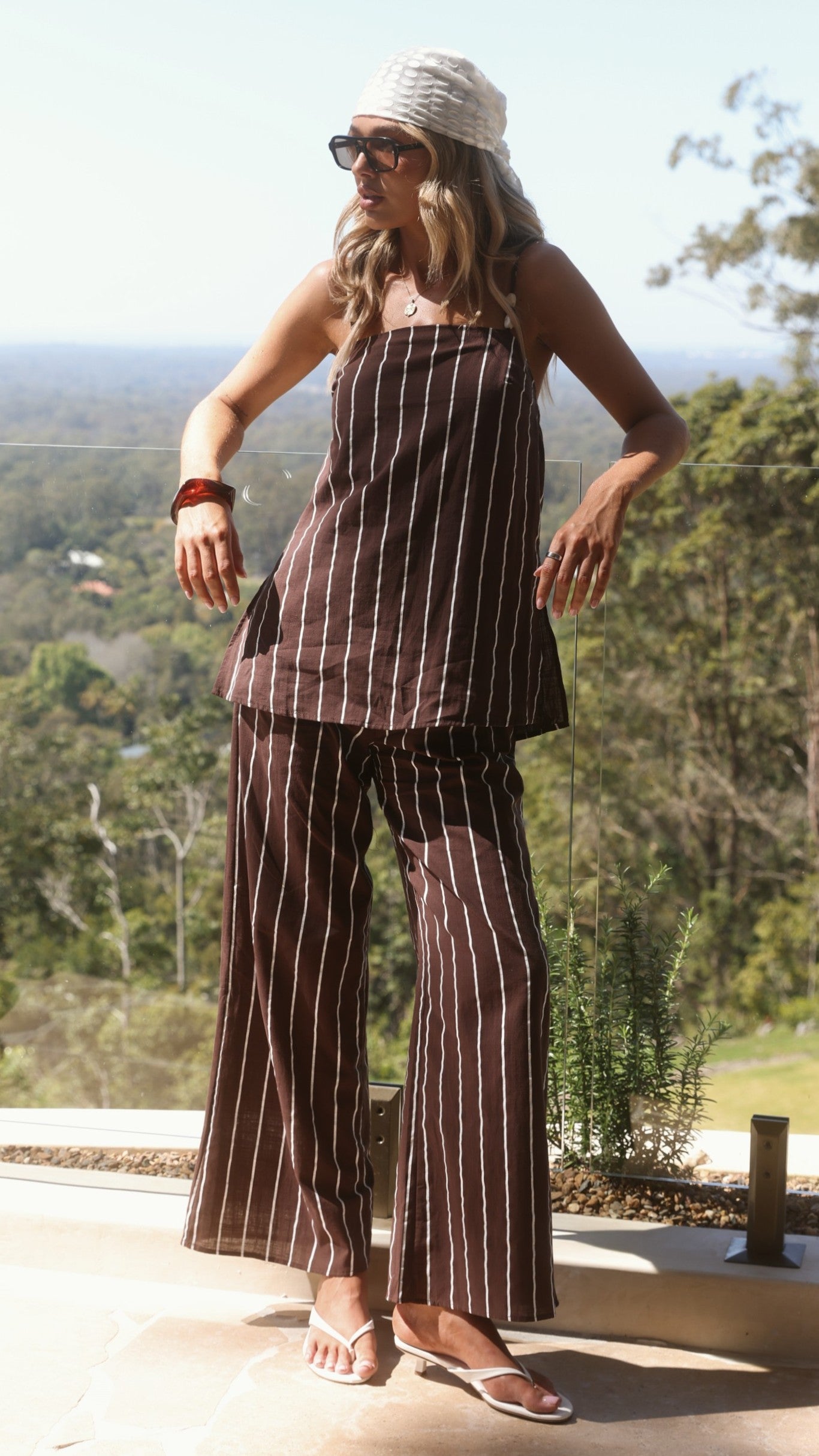 Rubi Top and Pants Set - Choc/White Stripe - Buy Women's Sets