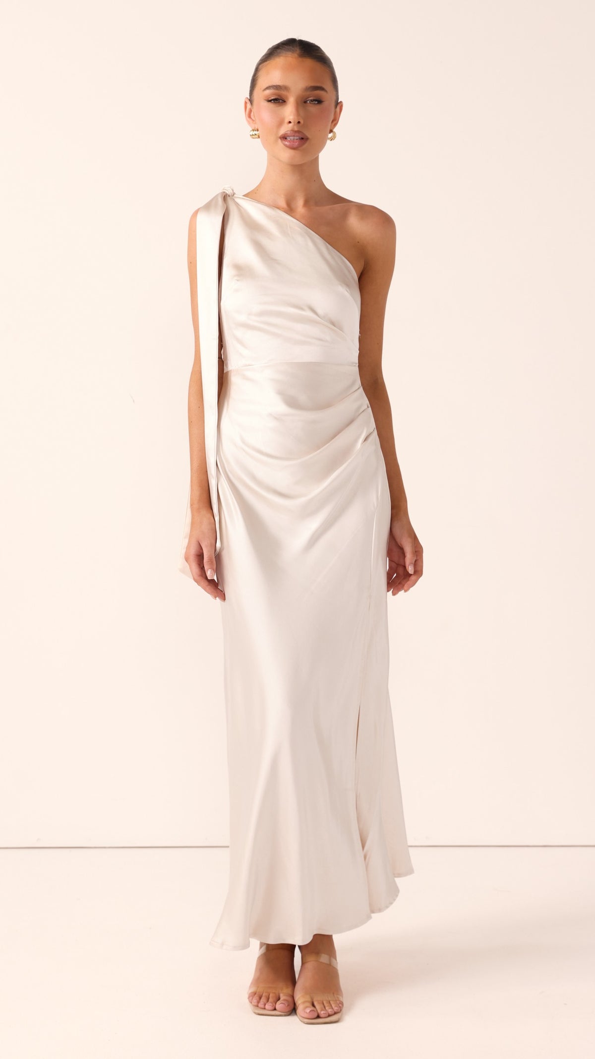 Halle One Shoulder Maxi Dress - Champagne - Billy J