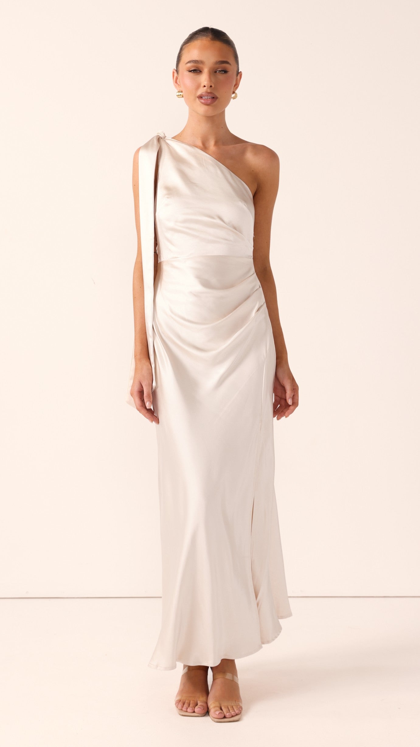 Halle One Shoulder Maxi Dress - Champagne - Billy J