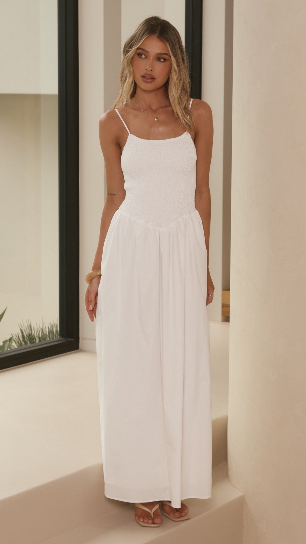 Gena Maxi Dress - White - Billy J