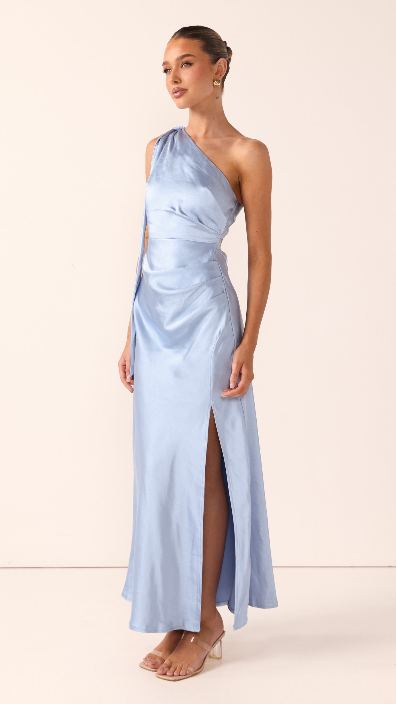Halle One Shoulder Maxi Dress - Blue - Billy J