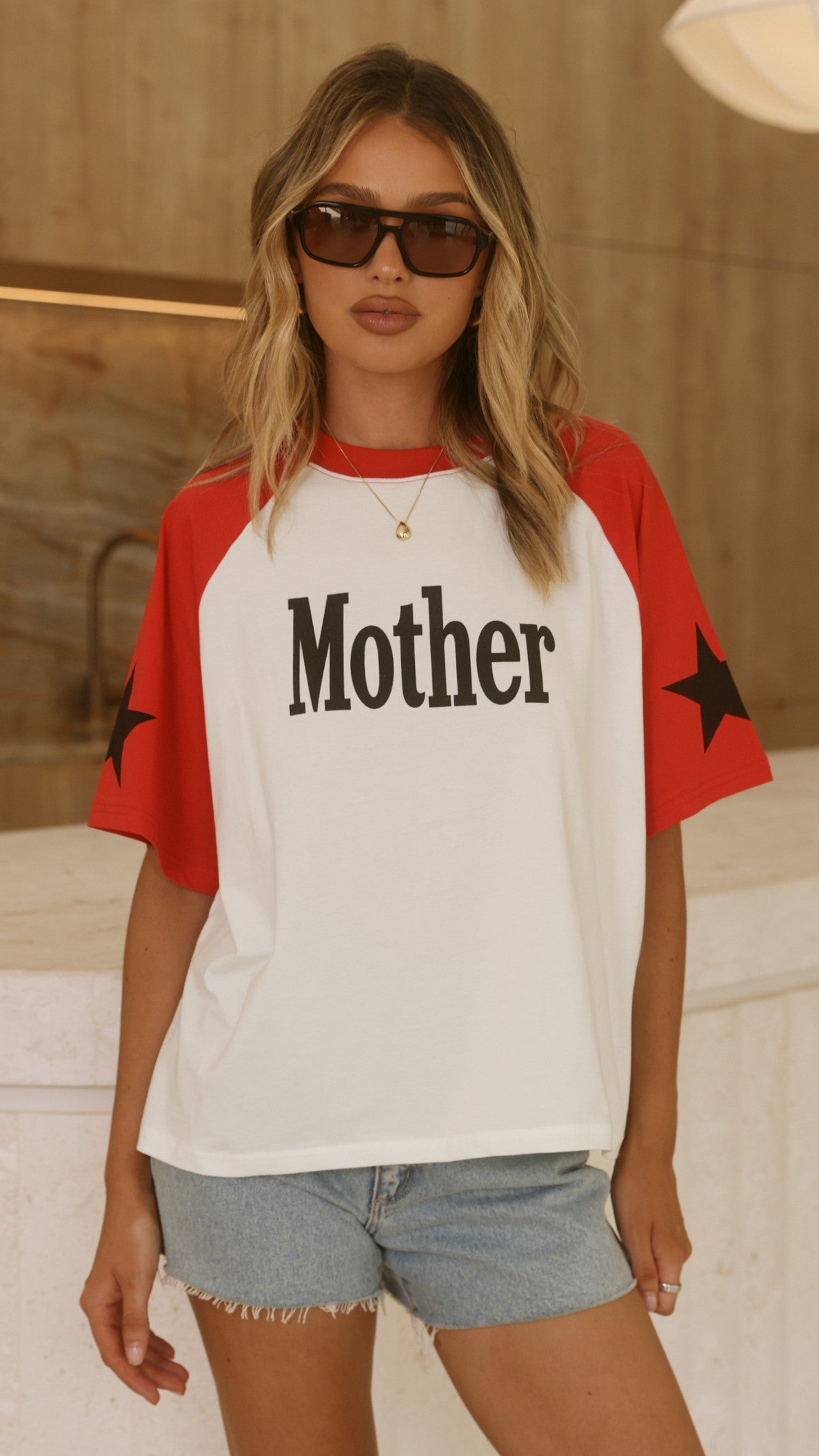 Mother Oversized T-Shirt - White/Red - Billy J