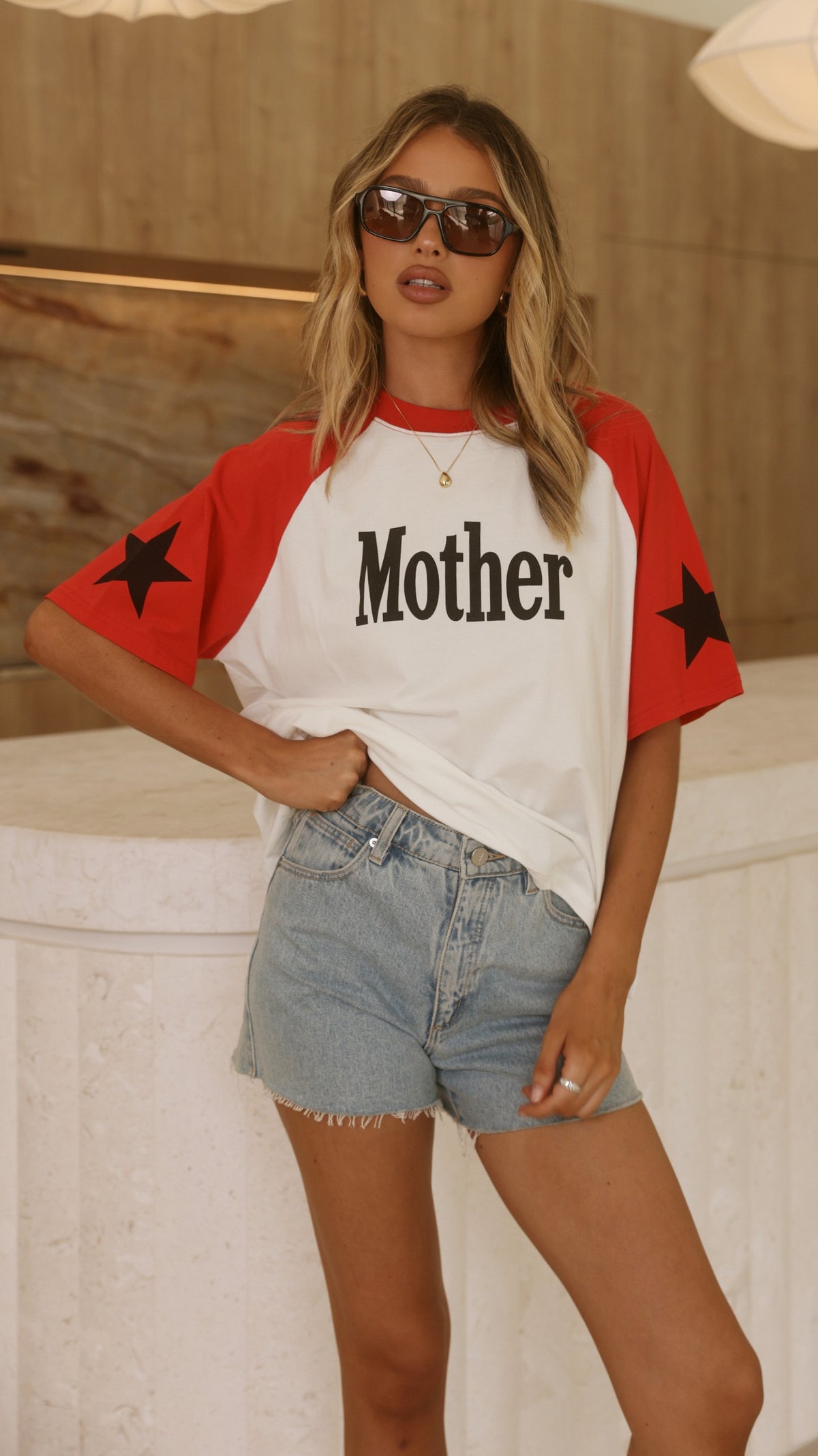 Mother Oversized T-Shirt - White/Red
