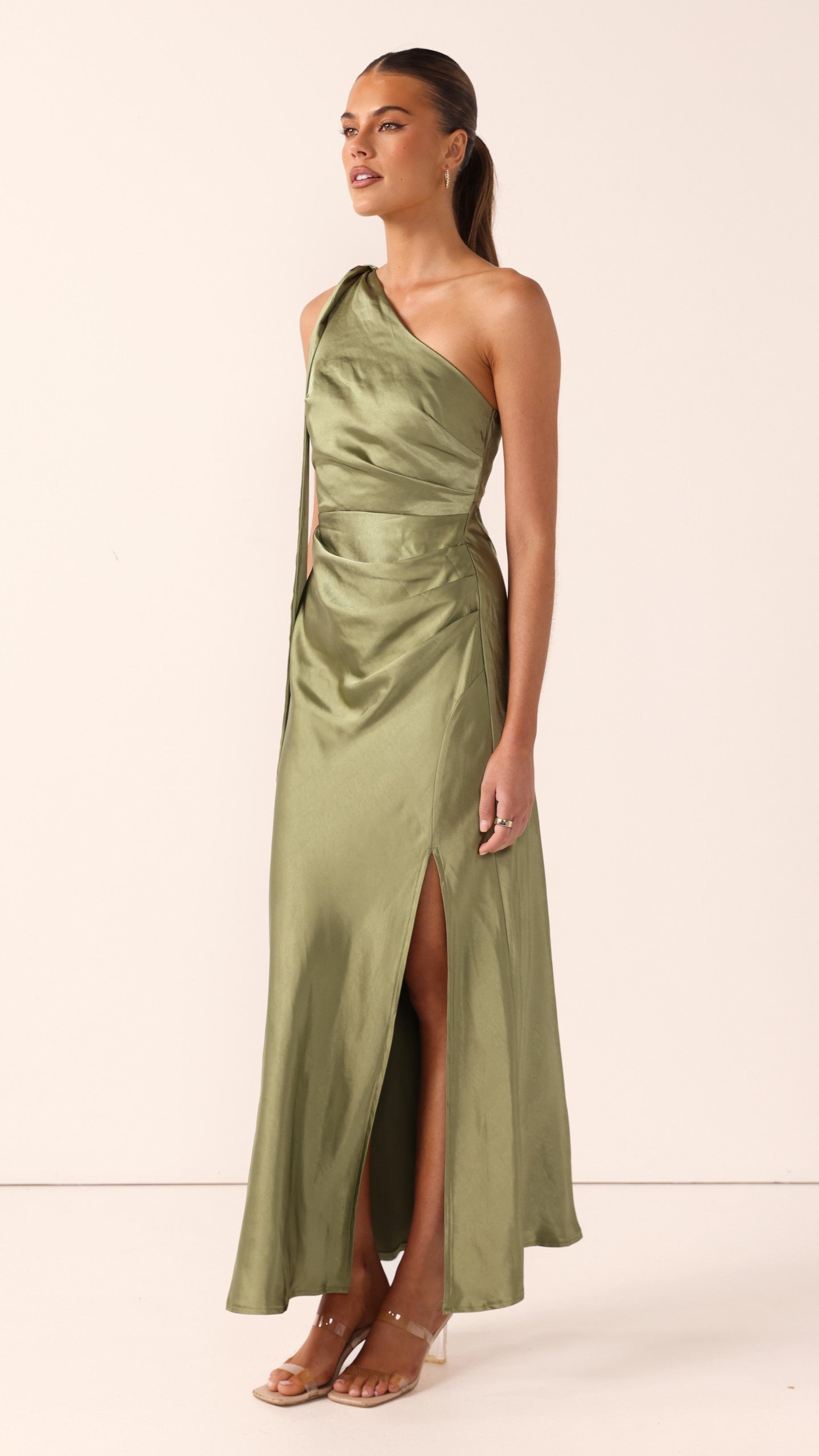 Halle One Shoulder Maxi Dress - Olive - Billy J