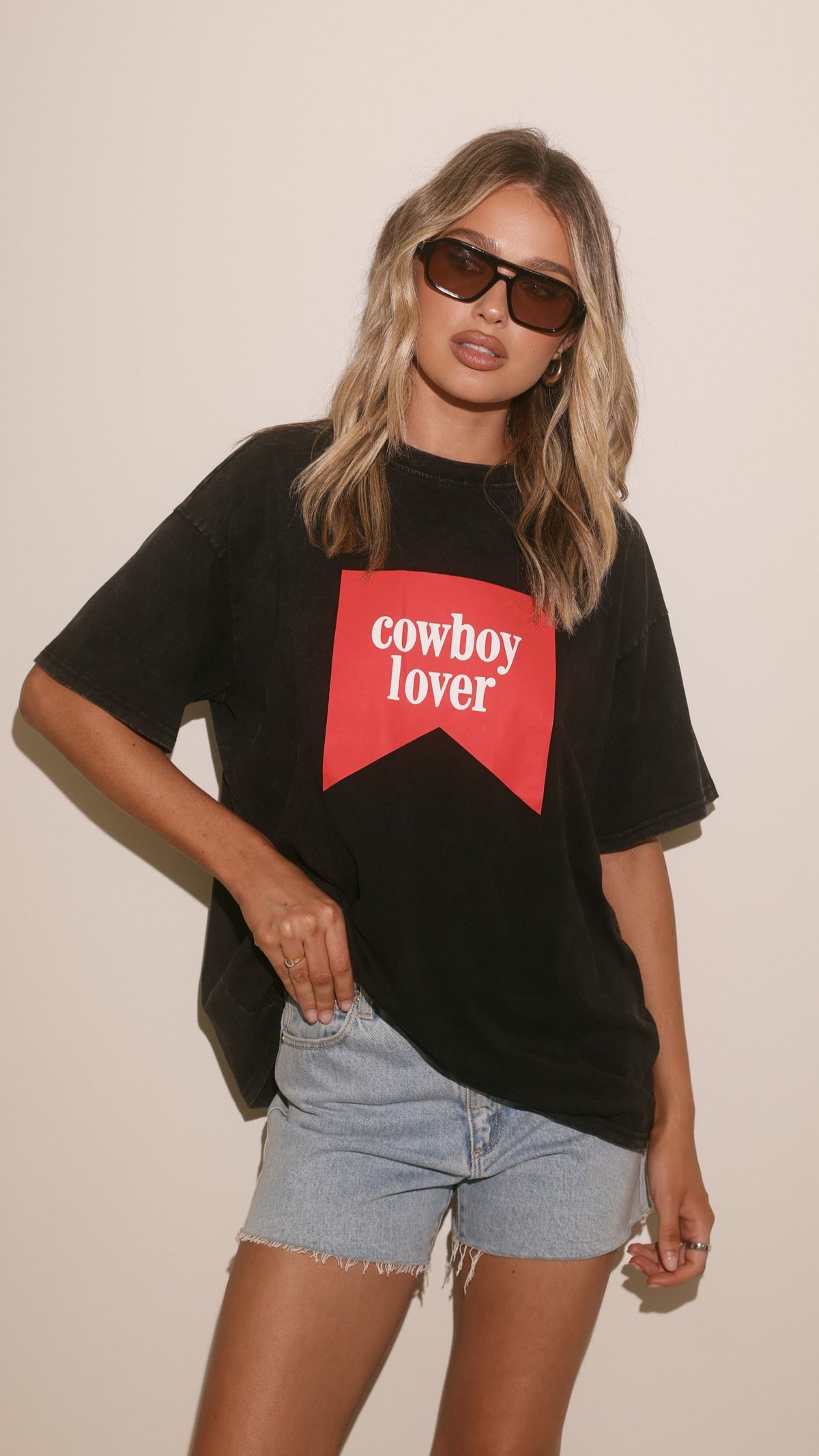Cowboy Lover Oversized T-Shirt - Black