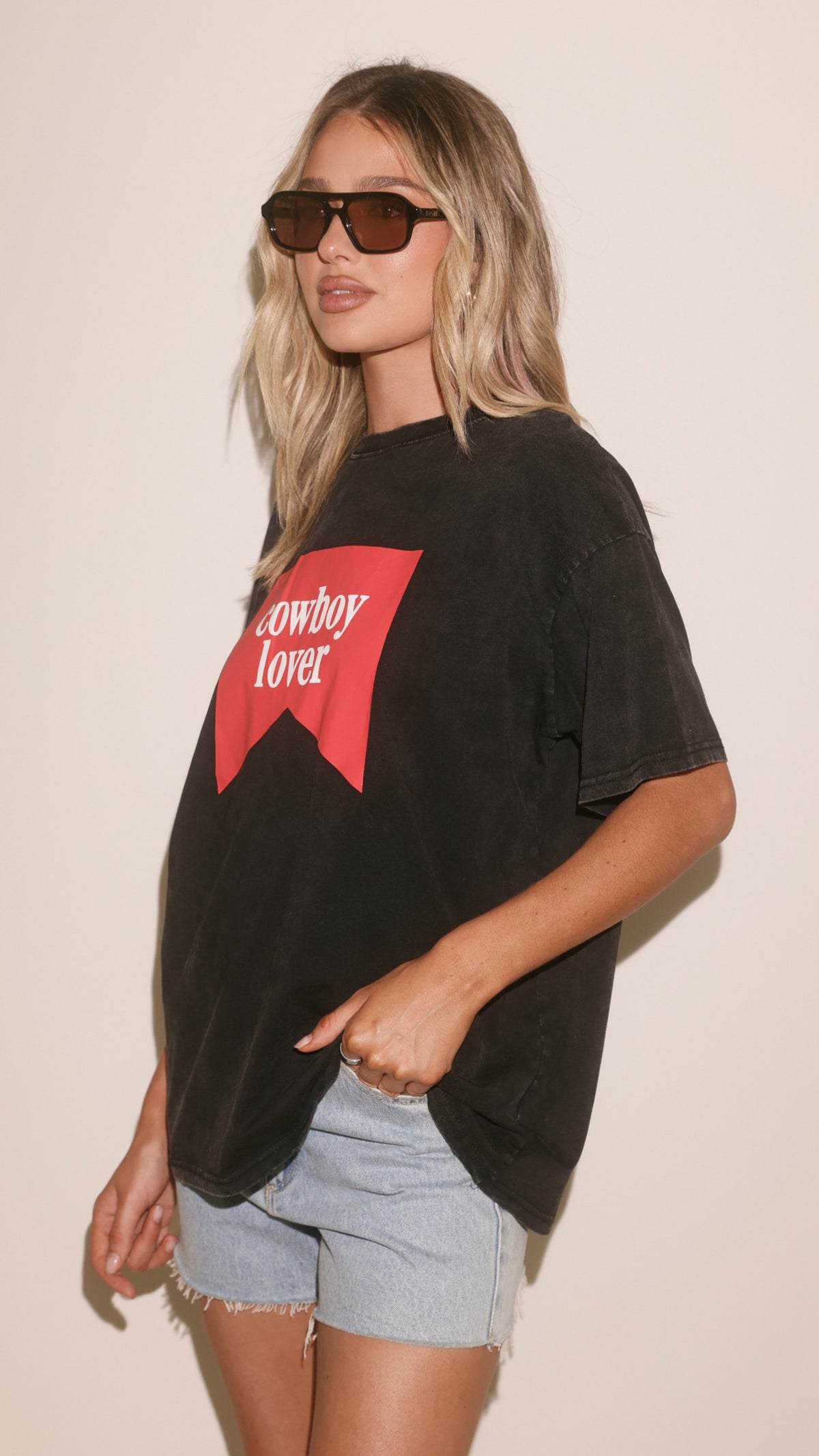 Cowboy Lover Oversized T-Shirt - Black