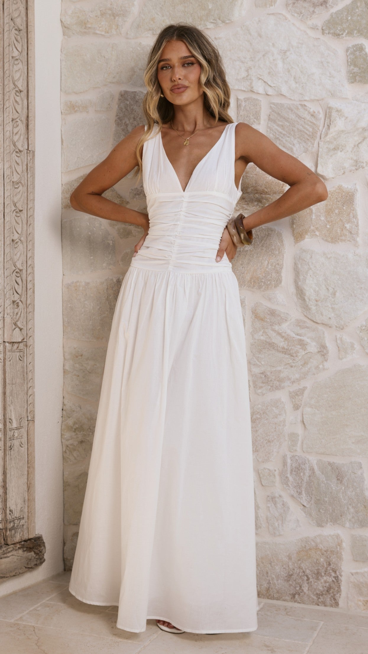 Sanya Maxi Dress - White - Billy J