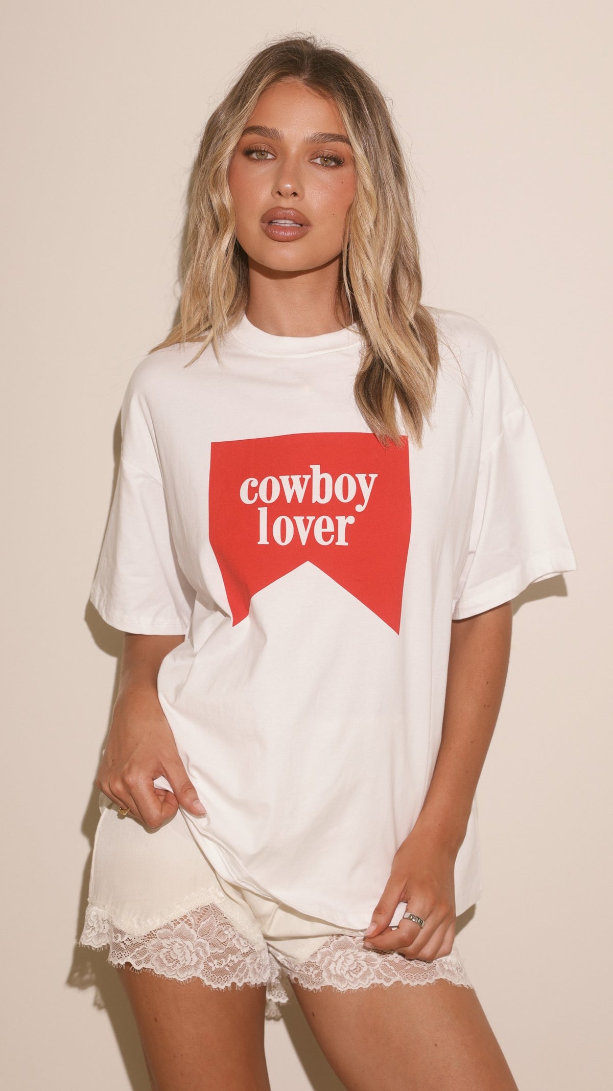 Cowboy Lover Oversized T-Shirt - White - Billy J