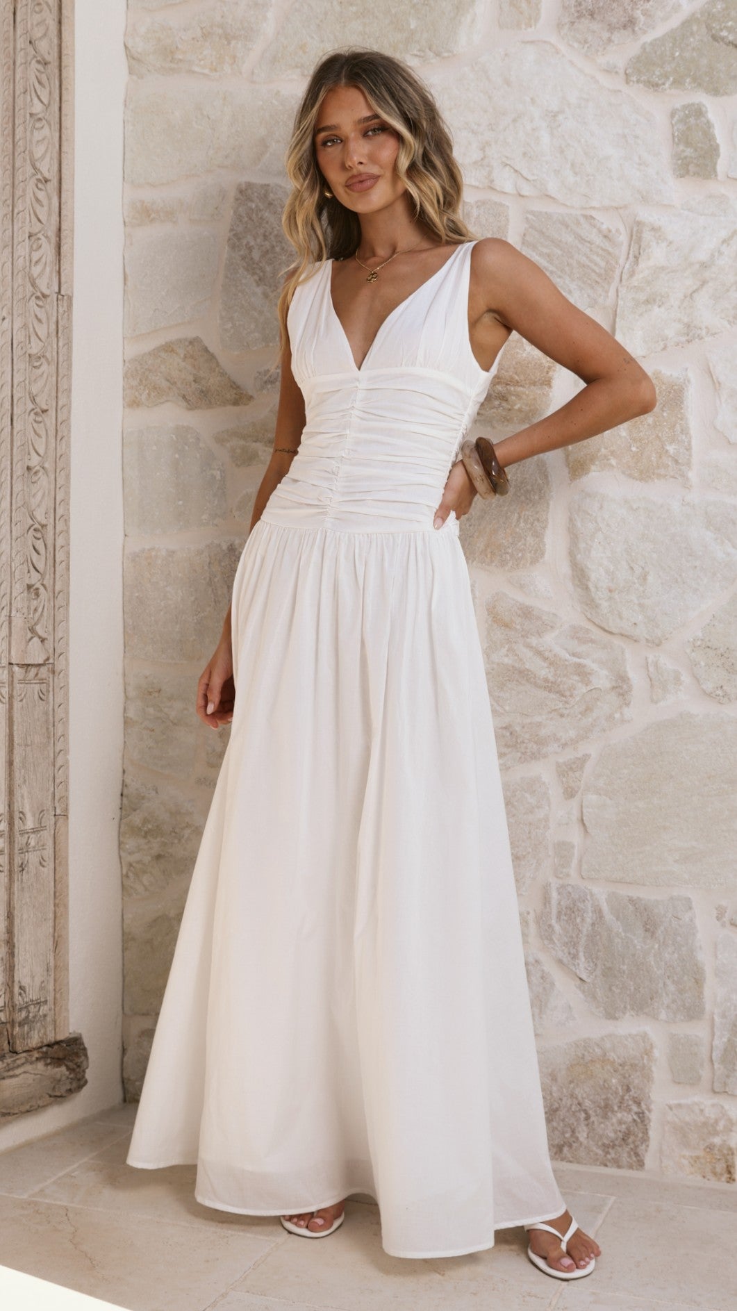 Sanya Maxi Dress - White - Billy J