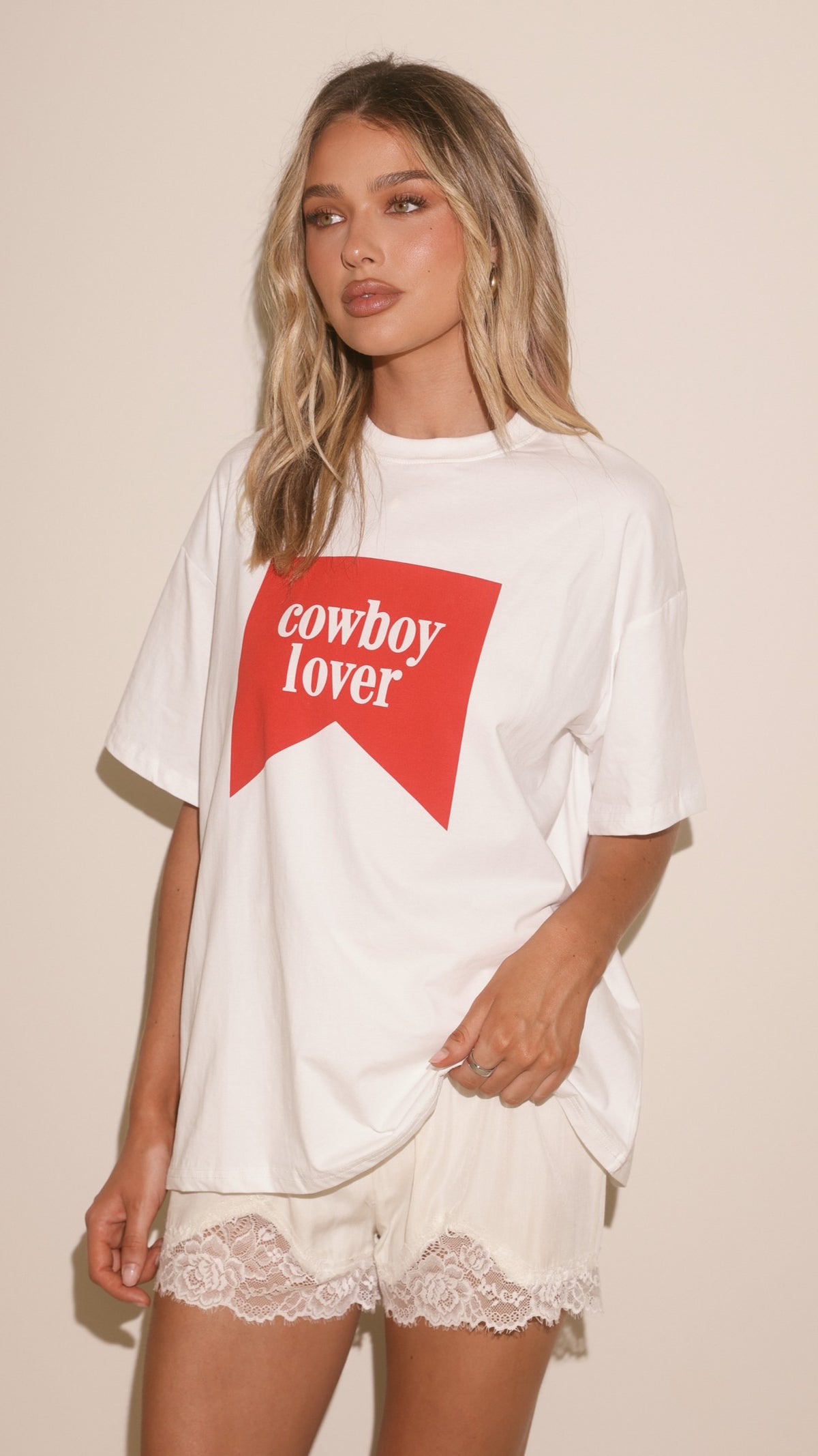 Cowboy Lover Oversized T-Shirt - White