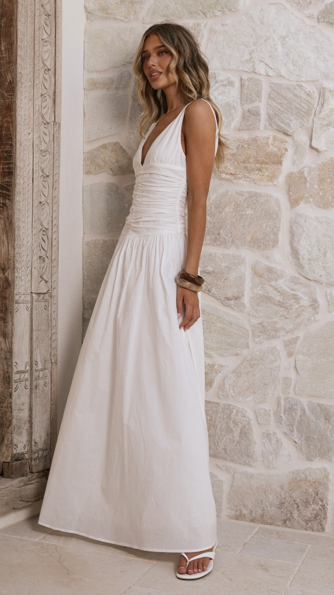 Sanya Maxi Dress - White - Billy J