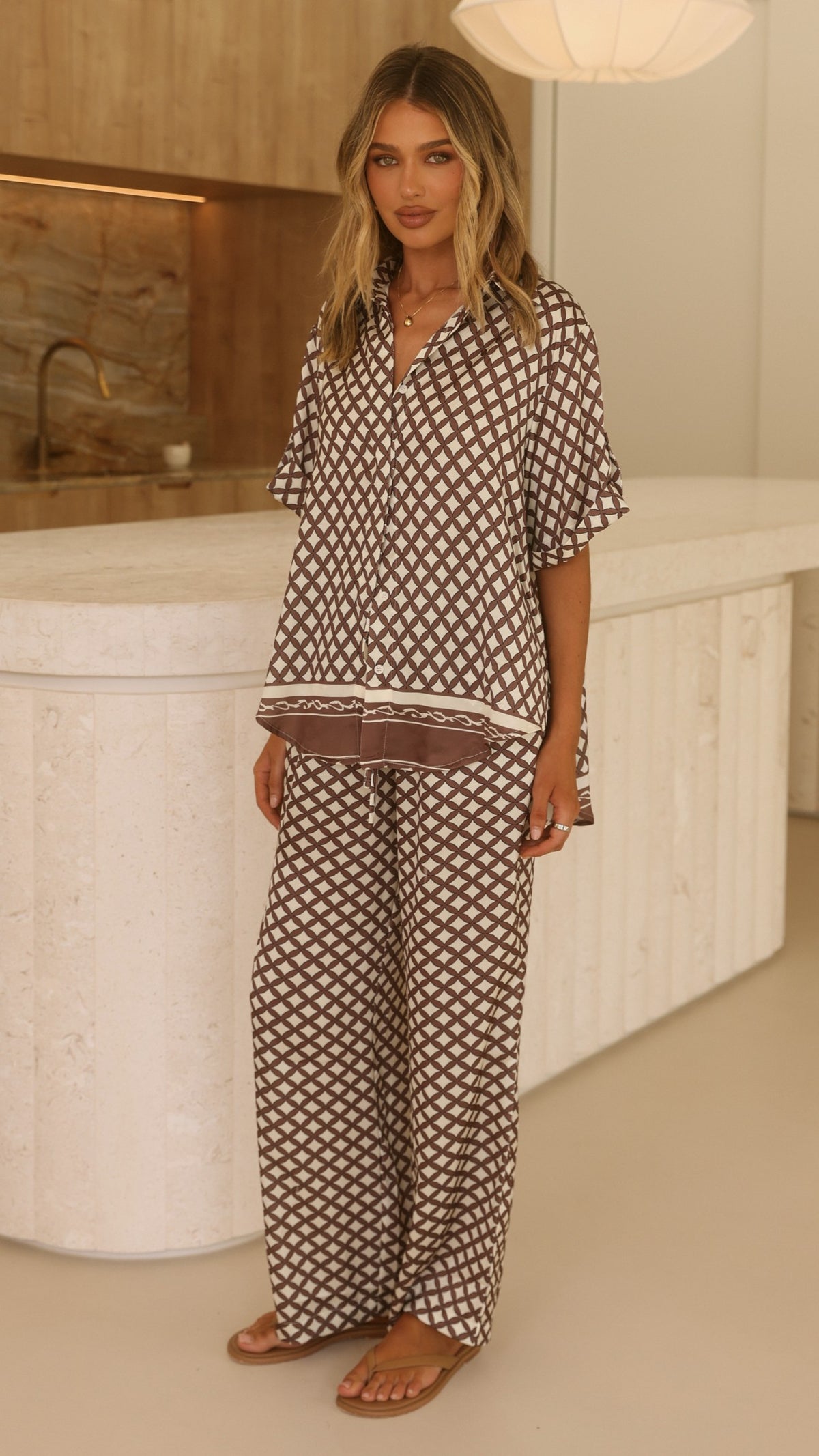 Vallerie Button Up Shirt - Chocolate/White Check
