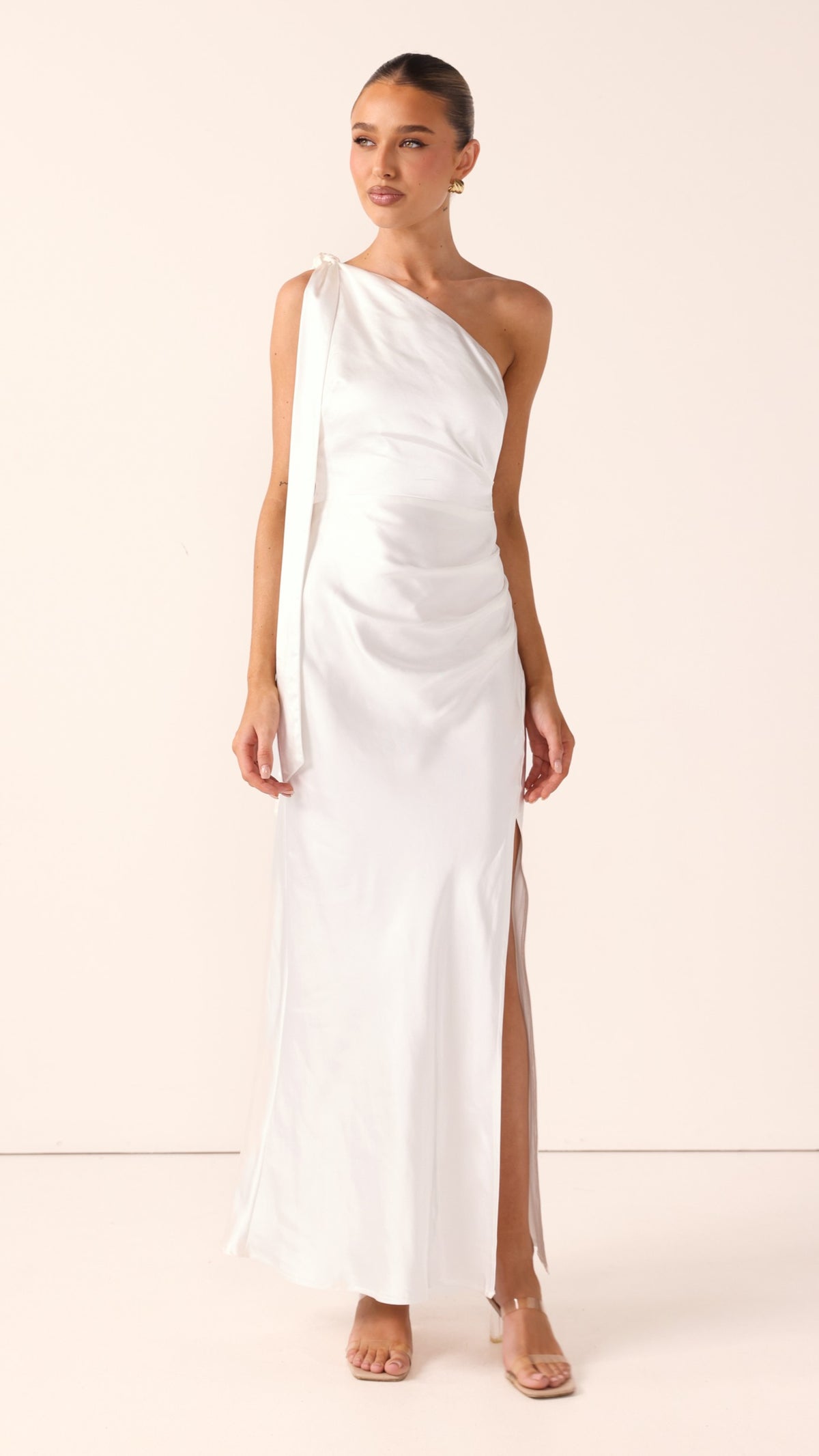 Halle One Shoulder Maxi Dress - Ivory - Billy J