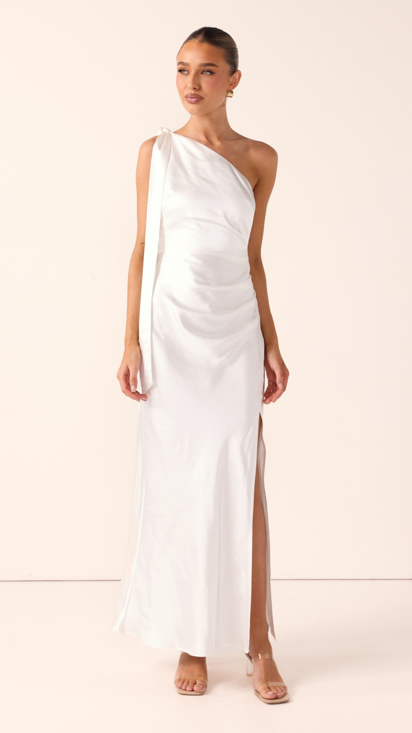 Halle One Shoulder Maxi Dress - Ivory - Billy J