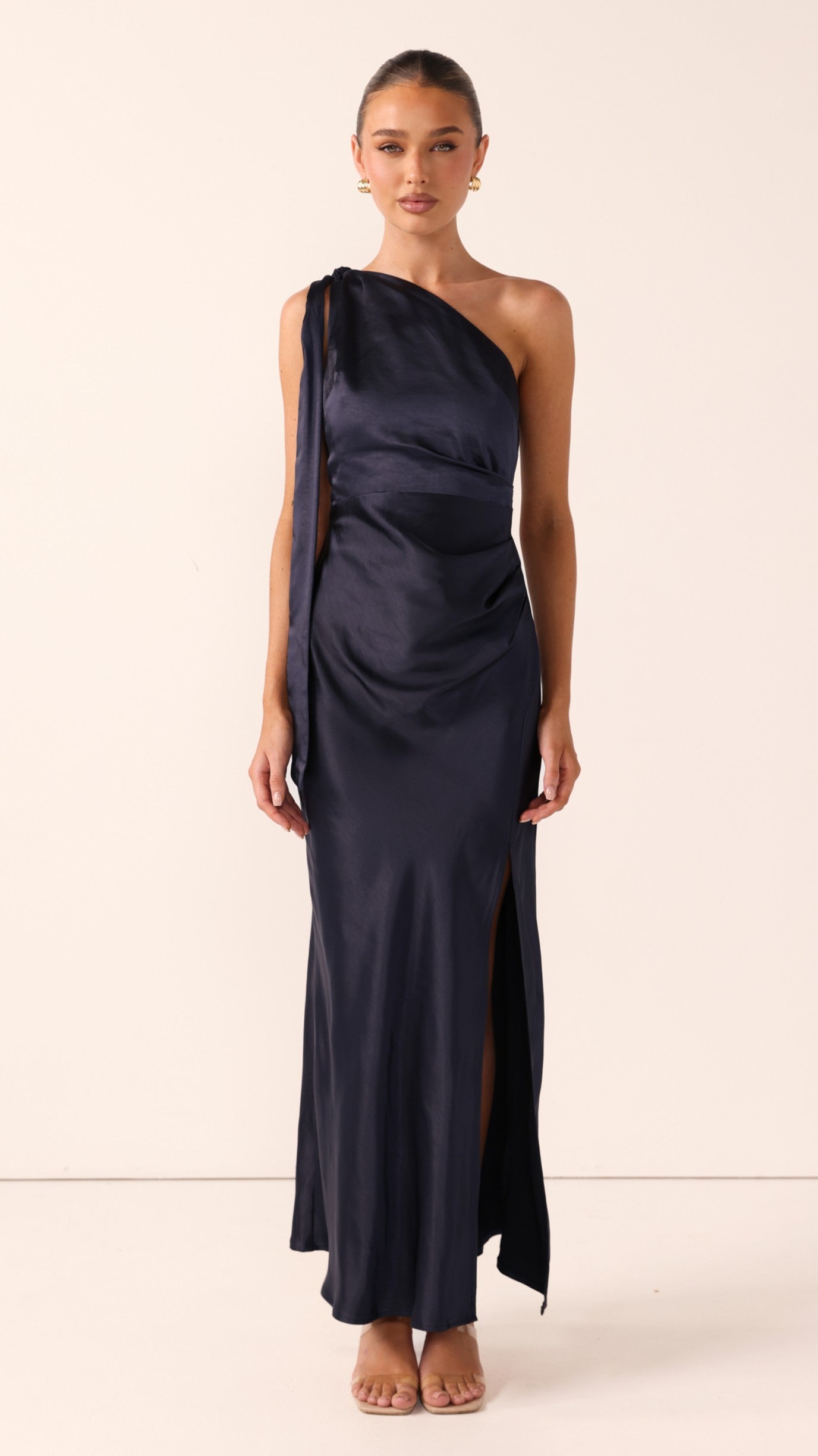 Halle One Shoulder Maxi Dress - Navy - Billy J