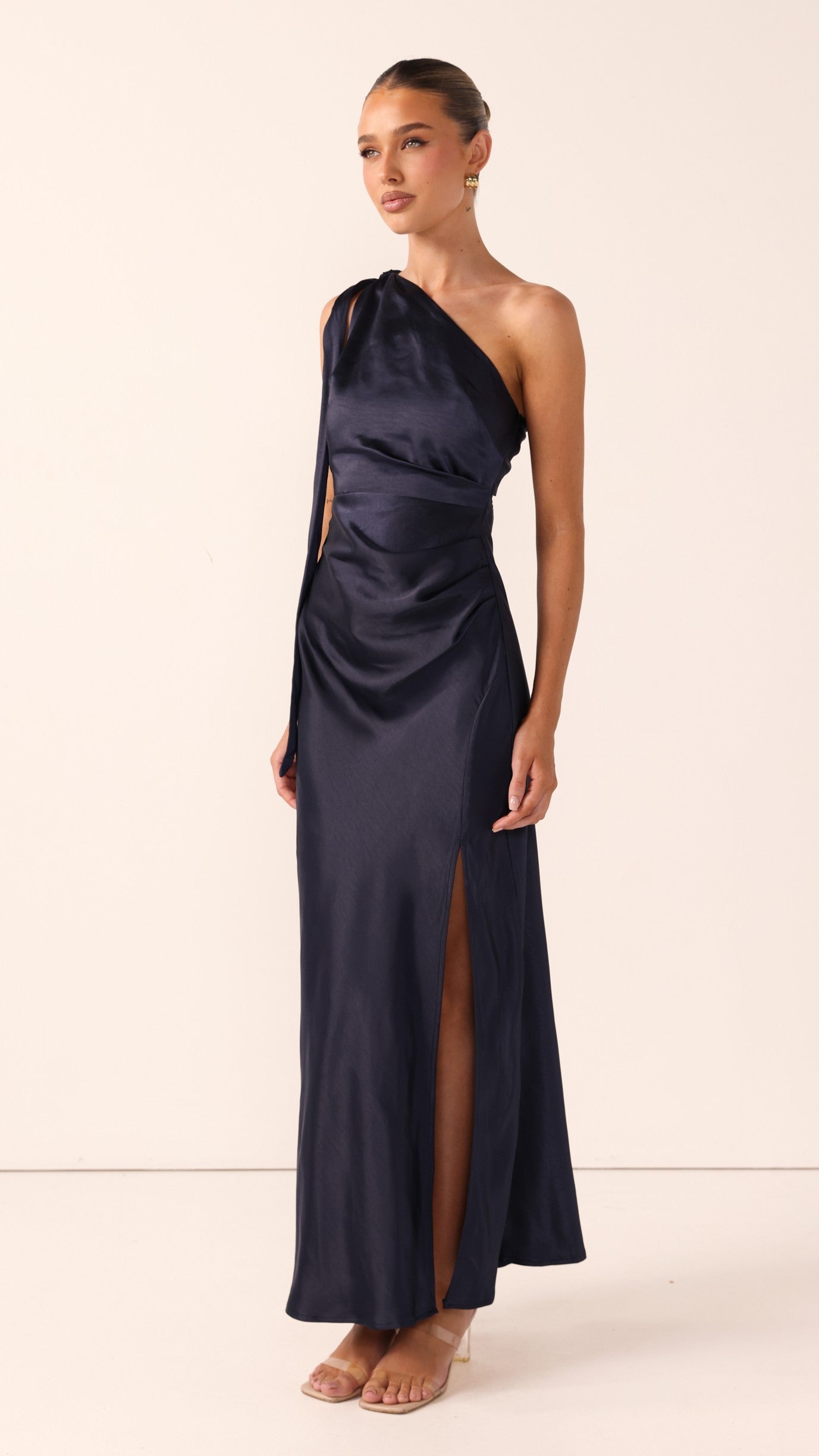 Halle One Shoulder Maxi Dress - Navy - Billy J