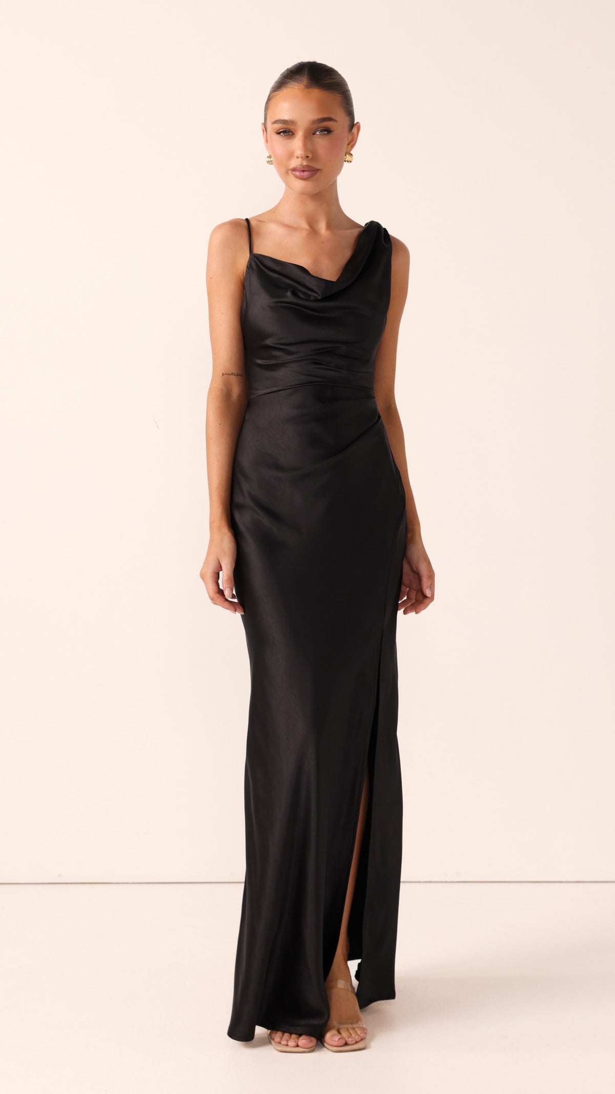 Iris Asymmetrical Maxi Dress - Black - Billy J