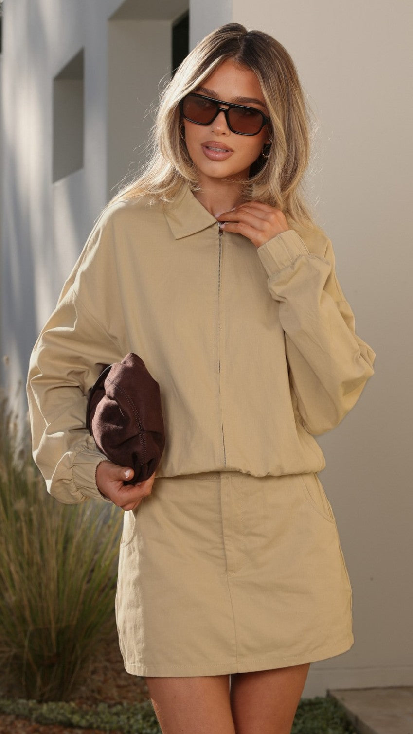 Grace Bomber Jacket - Beige - Billy J