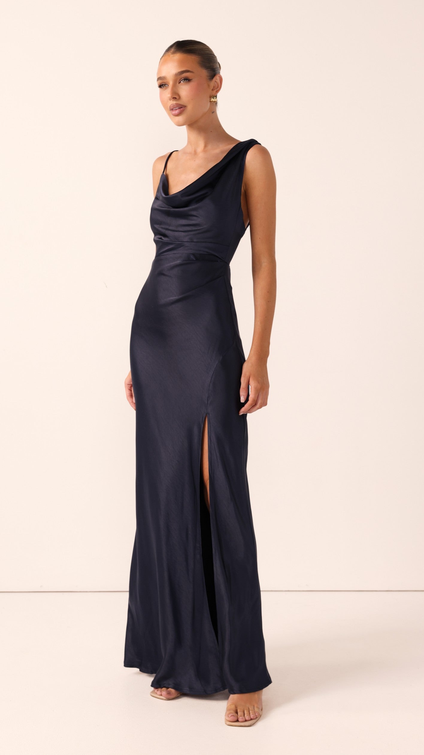 Iris Asymmetrical Maxi Dress - Navy - Billy J