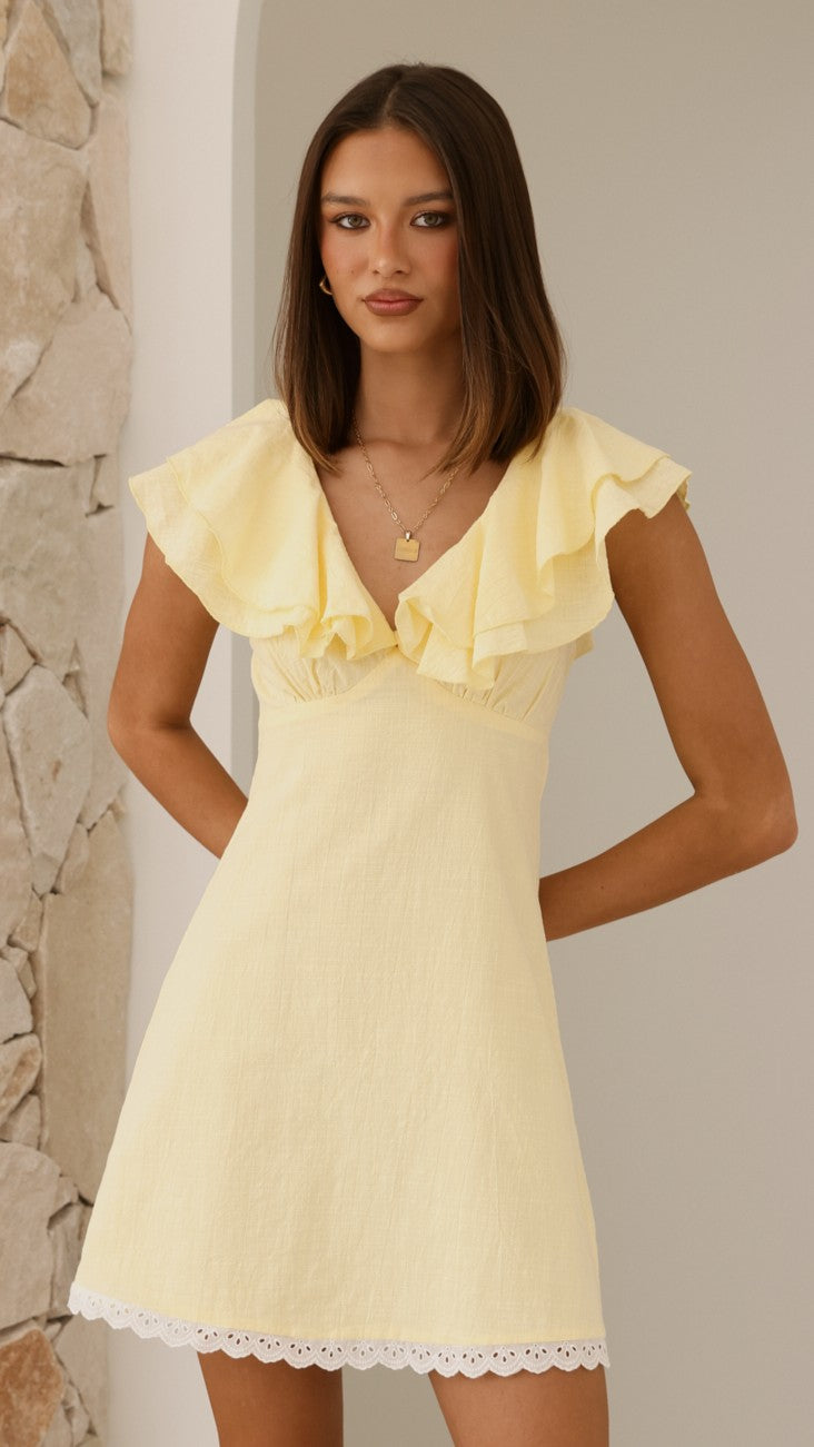 Hattie Mini Dress - Yellow - Billy J