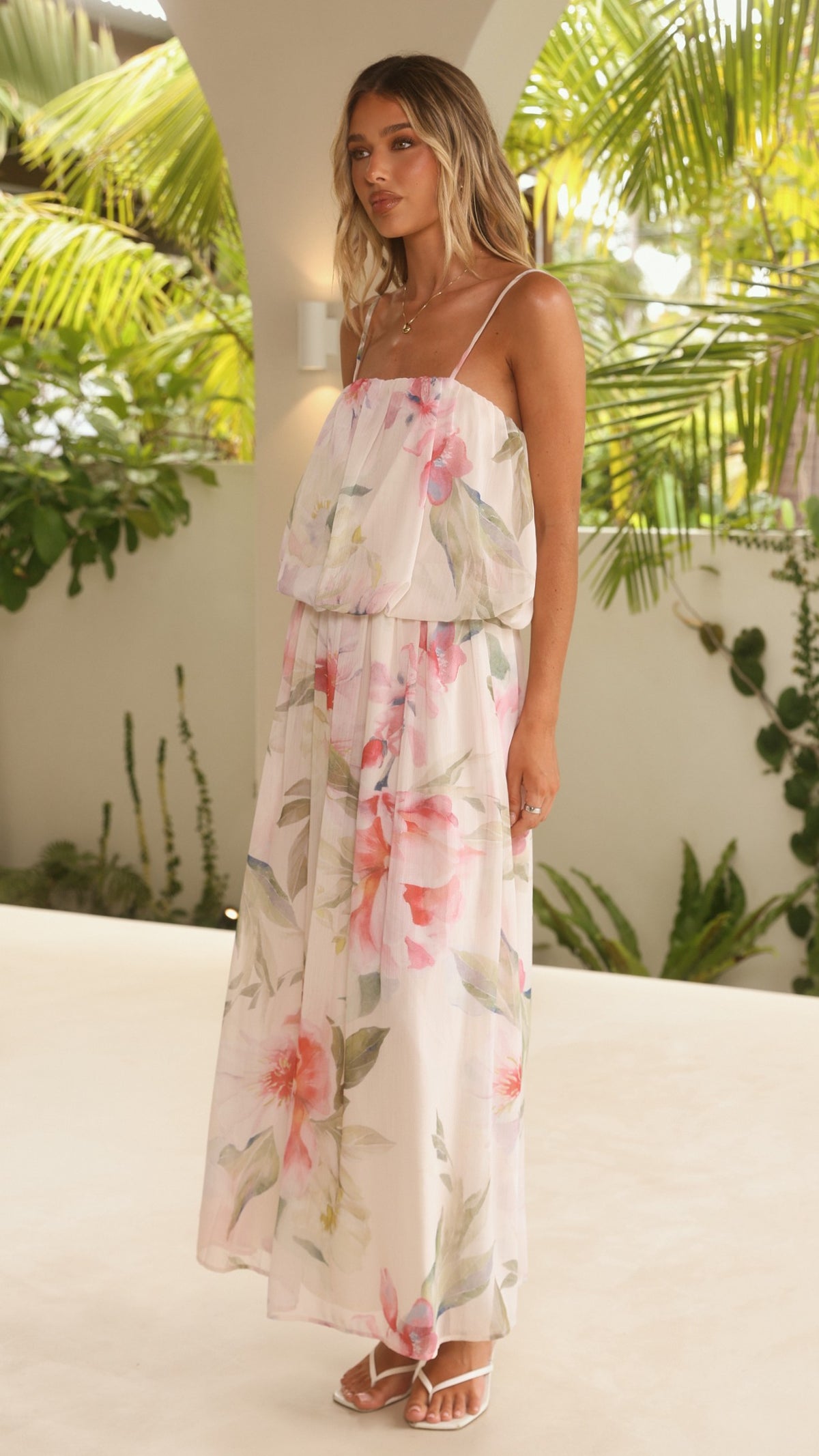 Sadira Maxi Dress - Pink/Green Floral